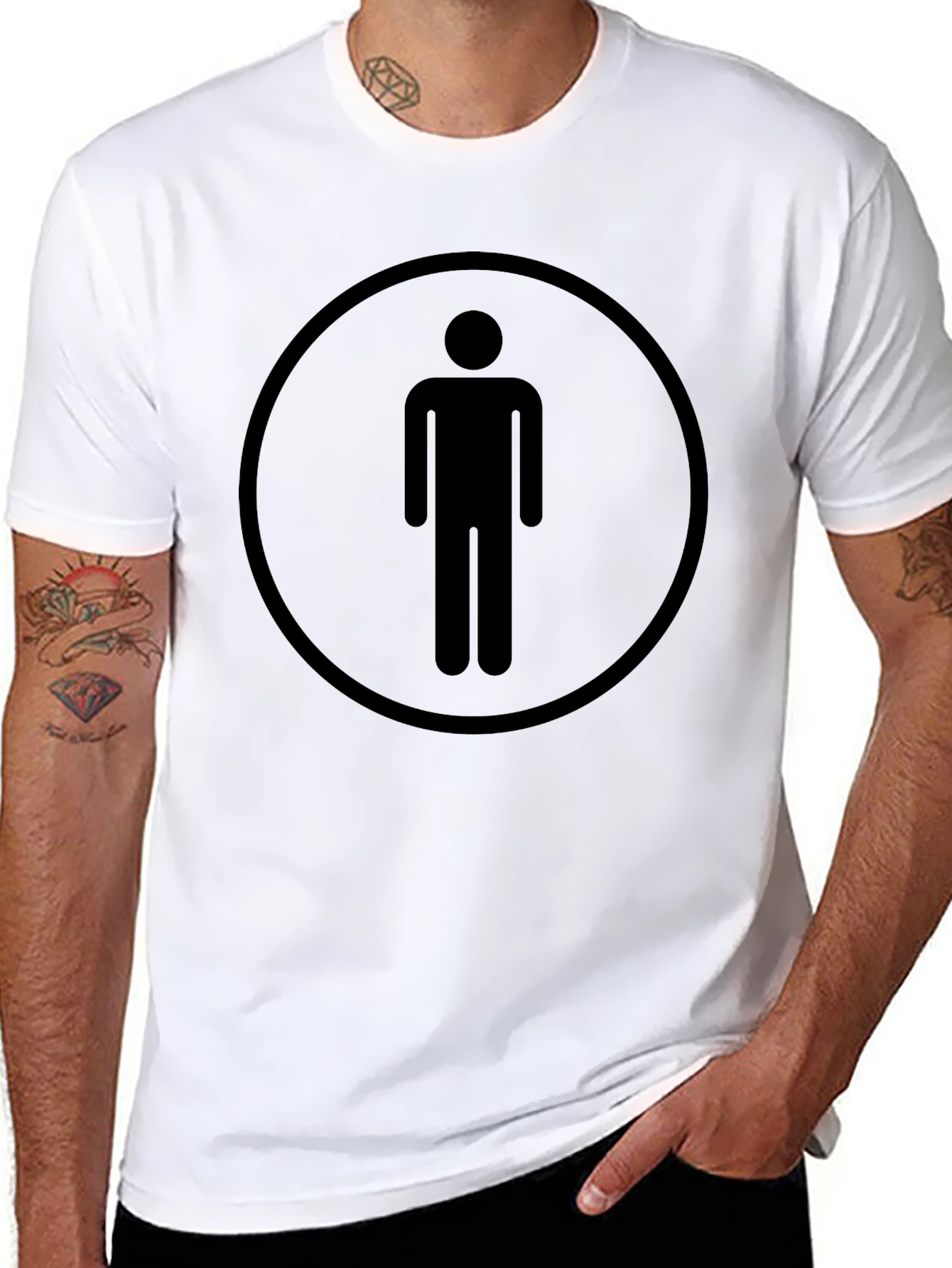 Mens Black Graphic T-Shirt - Simple Icon Design