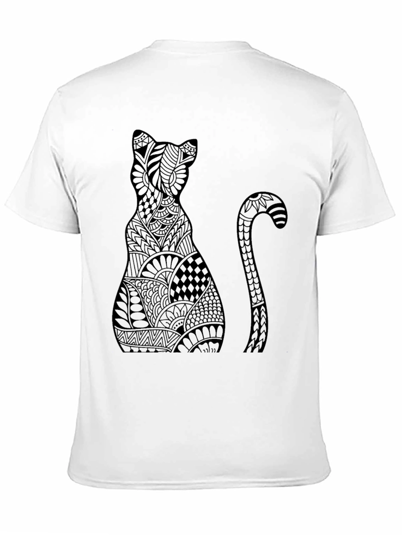 Abstract Cat Graphic Tee - Stylish Black T-Shirt
