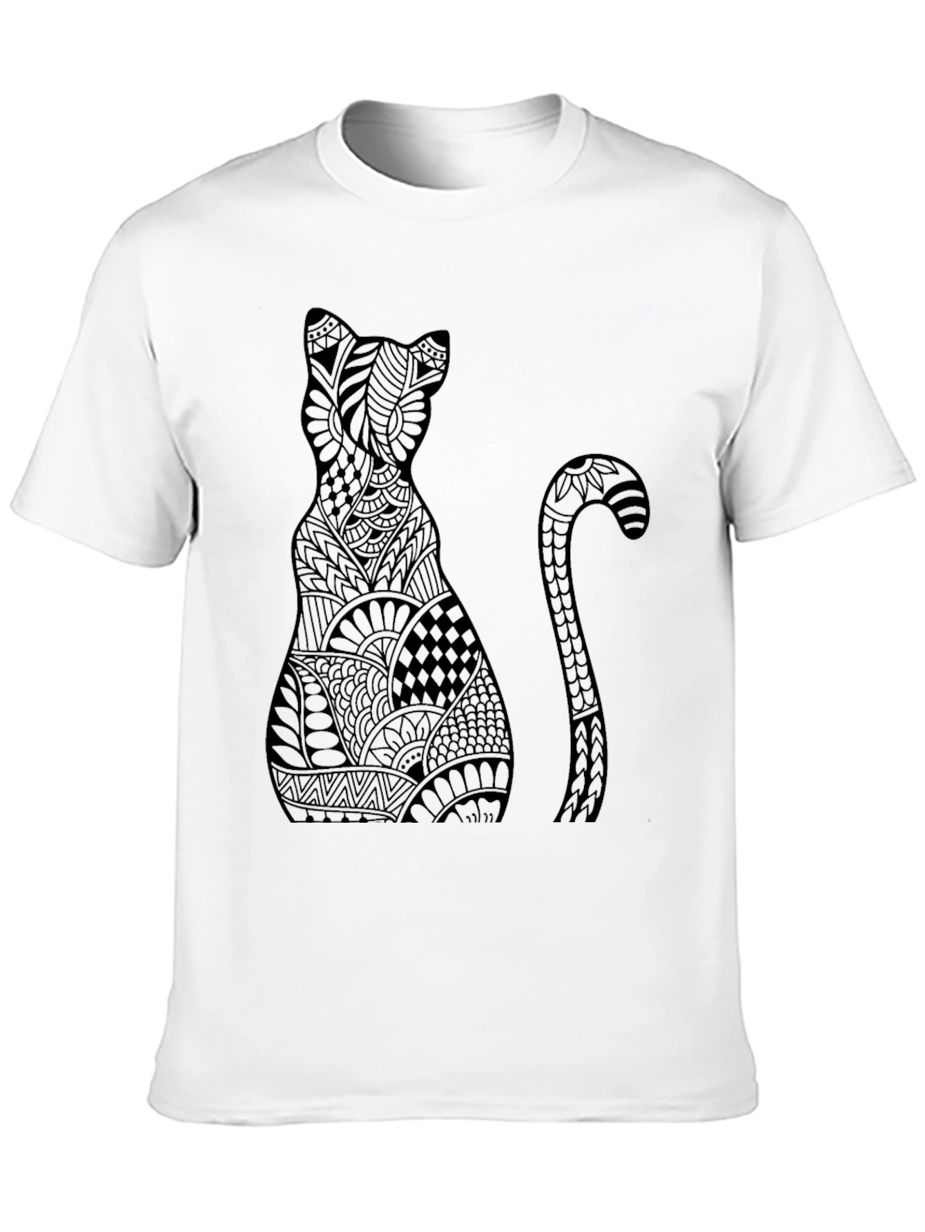 Abstract Cat Graphic Tee - Stylish Black T-Shirt