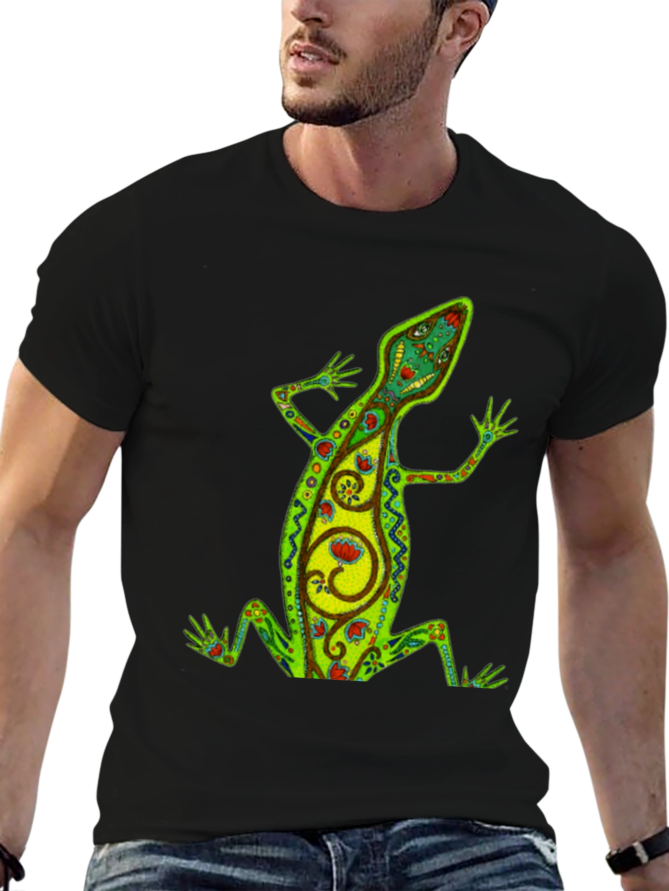 Cool Lizard Graphic Black T-Shirt