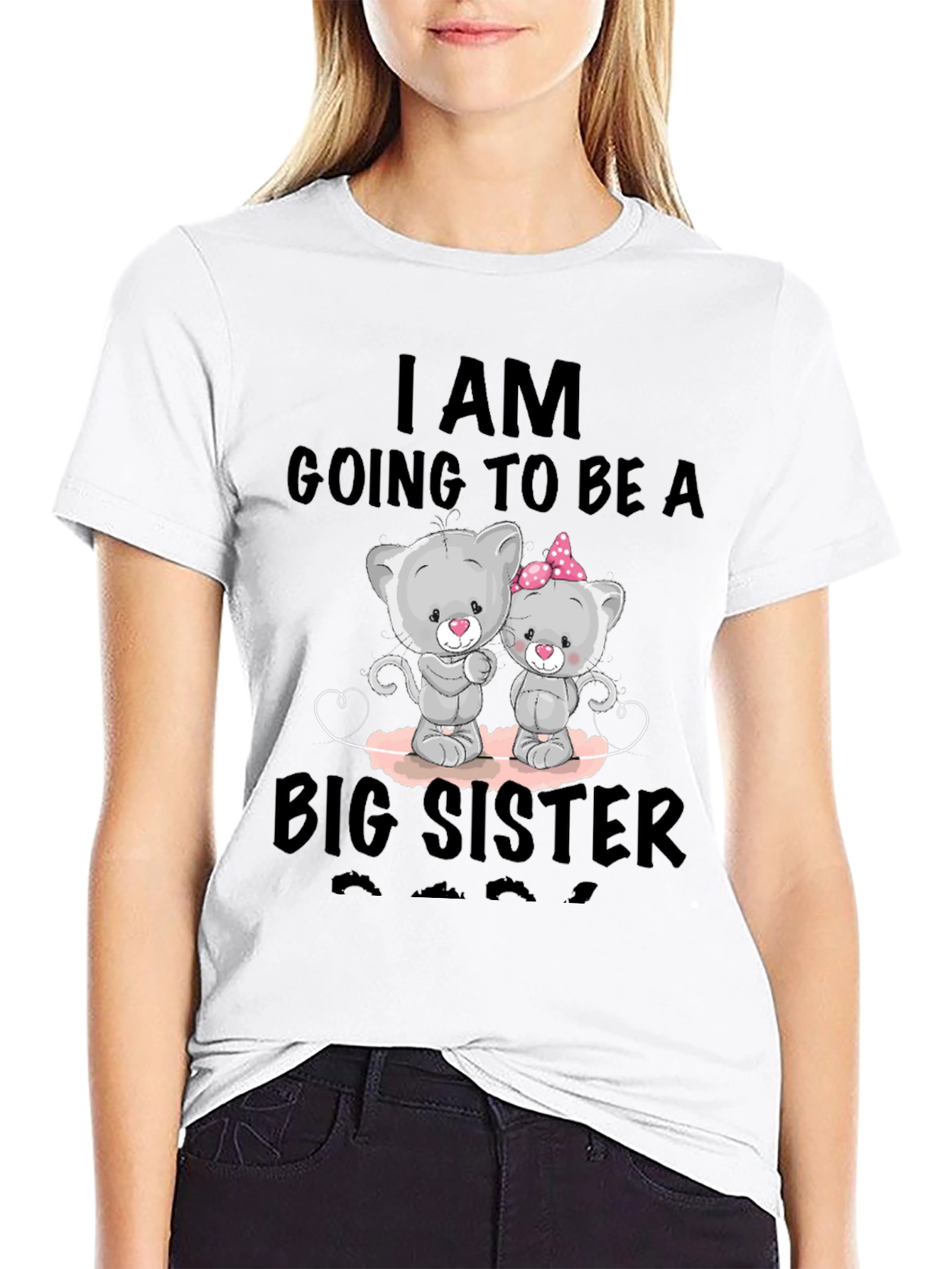 Big Sister Announcement T-Shirt - Cute Cat Design