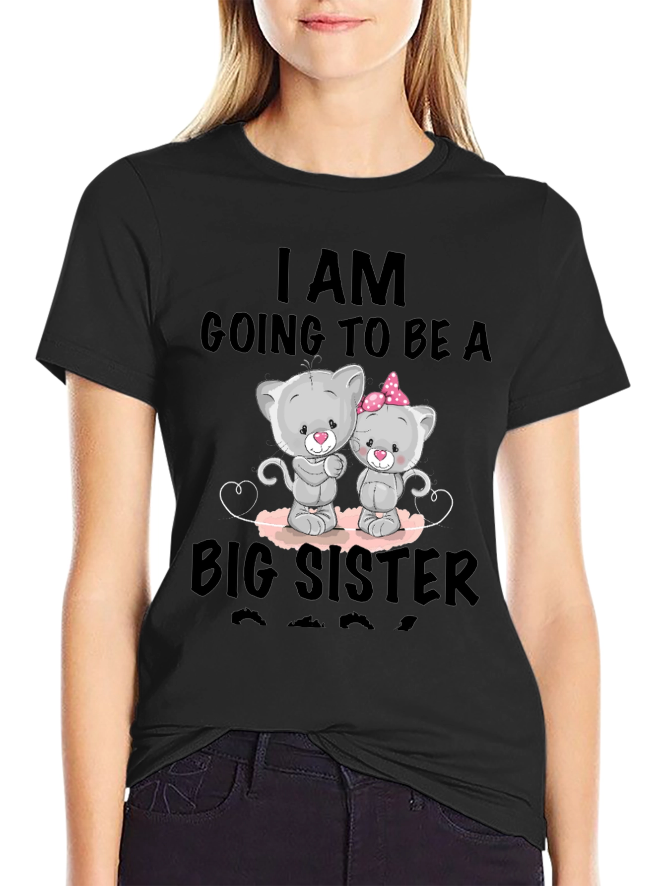 Big Sister Announcement T-Shirt - Cute Cat Design