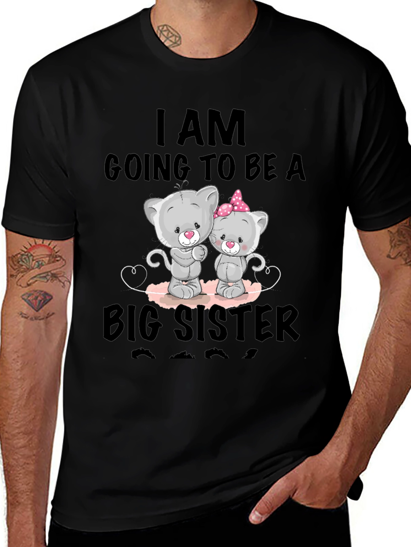 Big Sister Announcement T-Shirt - Cute Cat Design