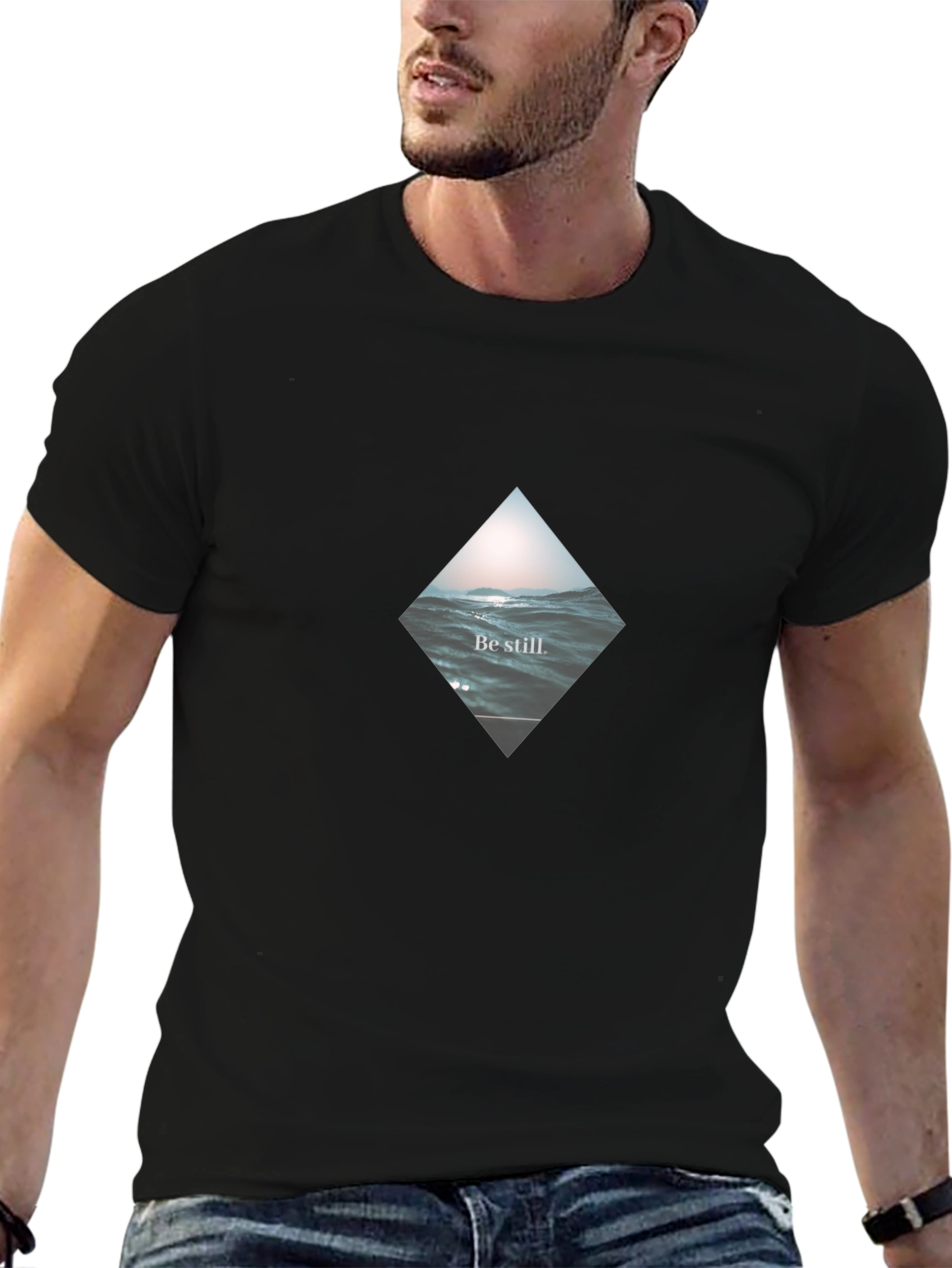 Be Still Wave Graphic Black T-Shirt