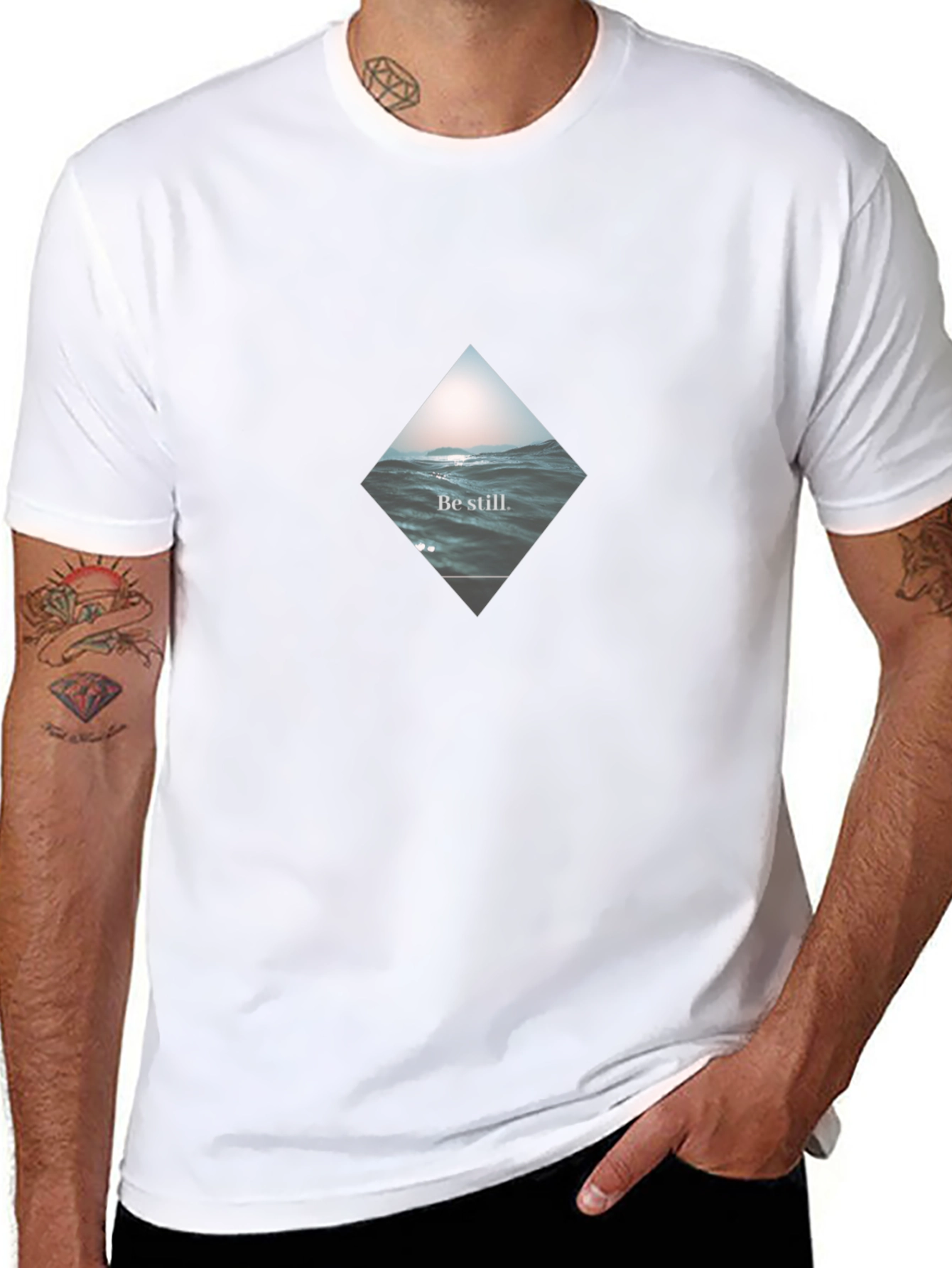 Be Still Wave Graphic Black T-Shirt