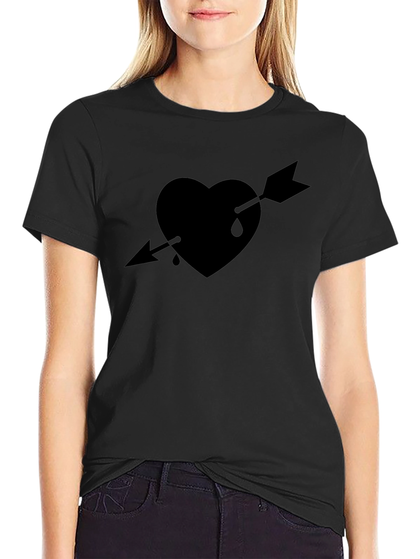 Heart Arrow Graphic Tee - Black