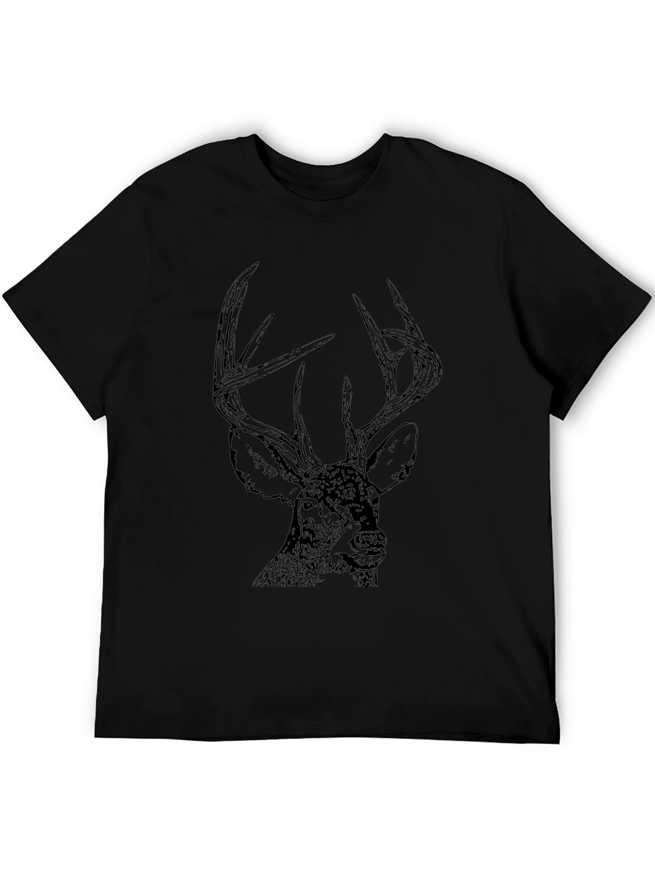 Mens Black Deer Graphic Tee - Nature Lover