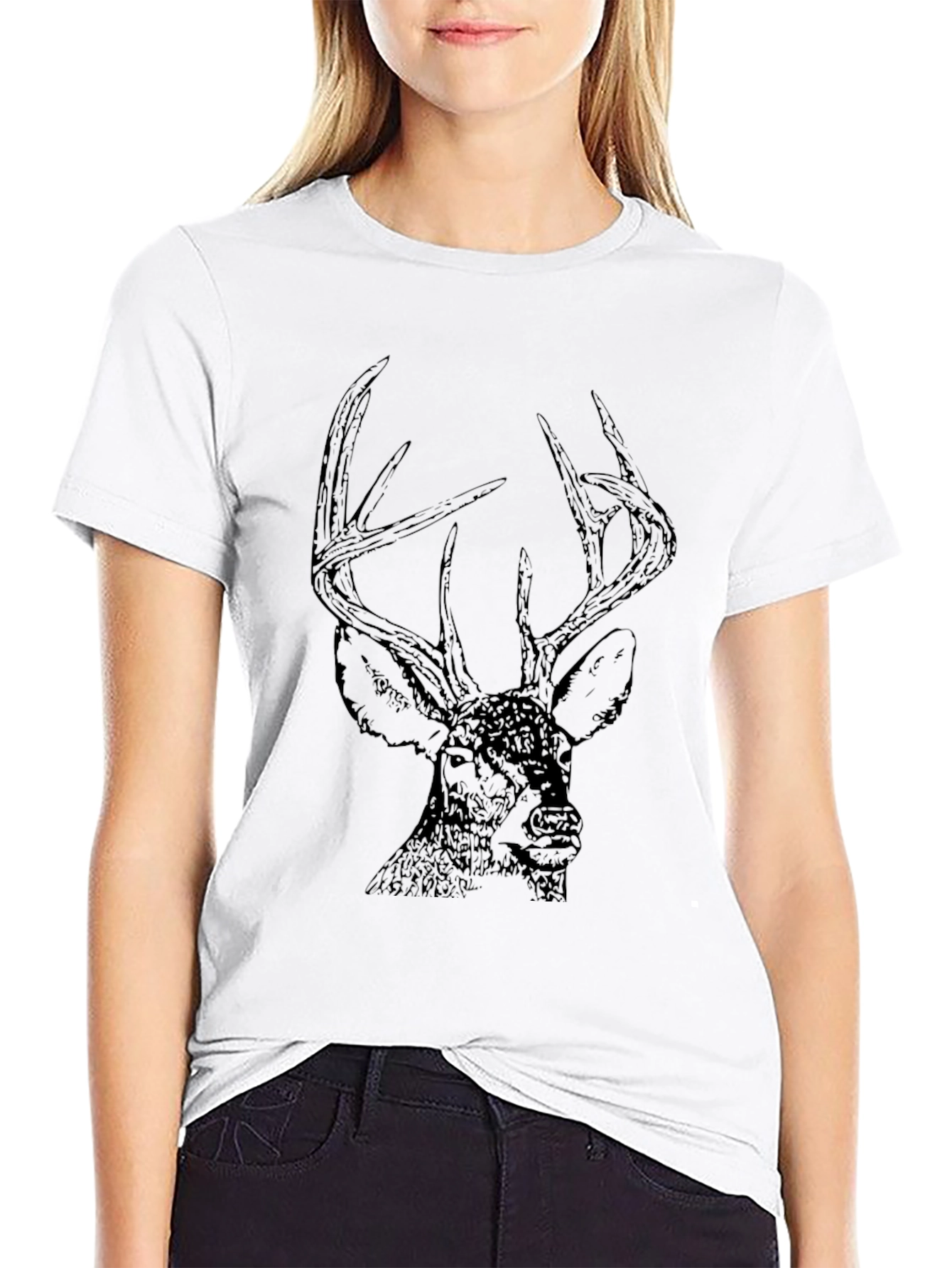 Mens Black Deer Graphic Tee - Nature Lover