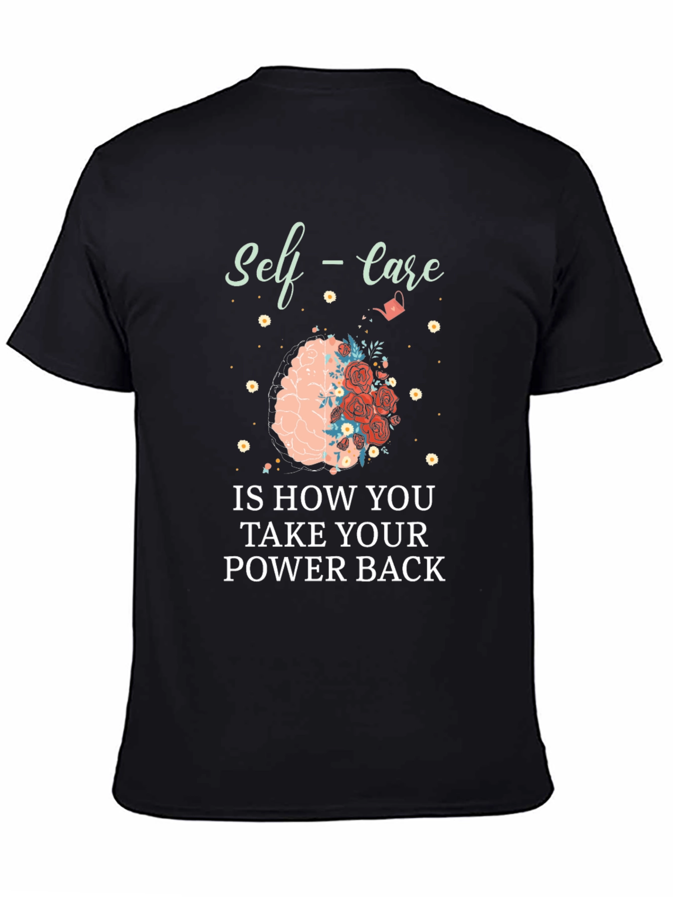 Self-Care Power Back Graphic Tee - Soft Black