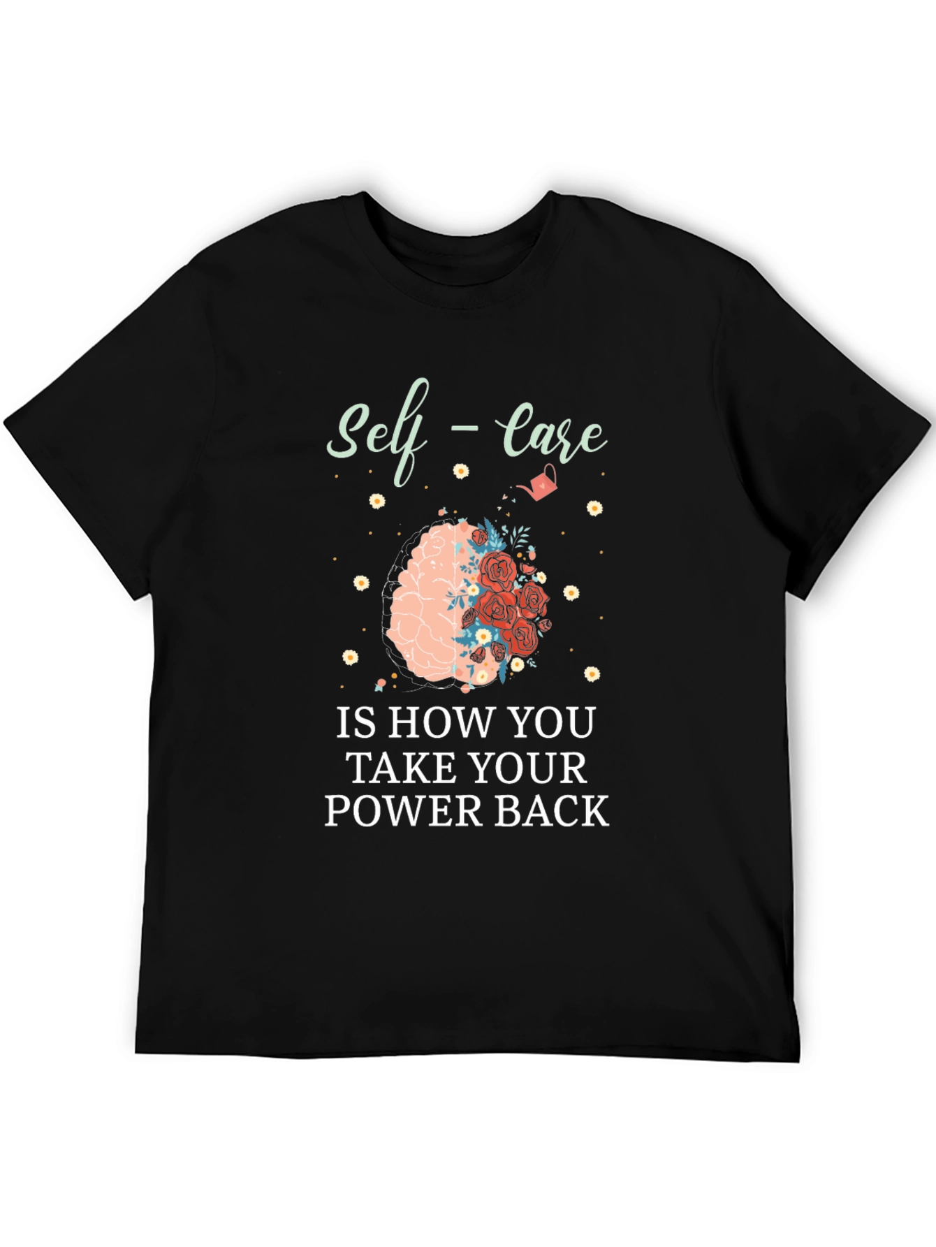 Self-Care Power Back Graphic Tee - Soft Black