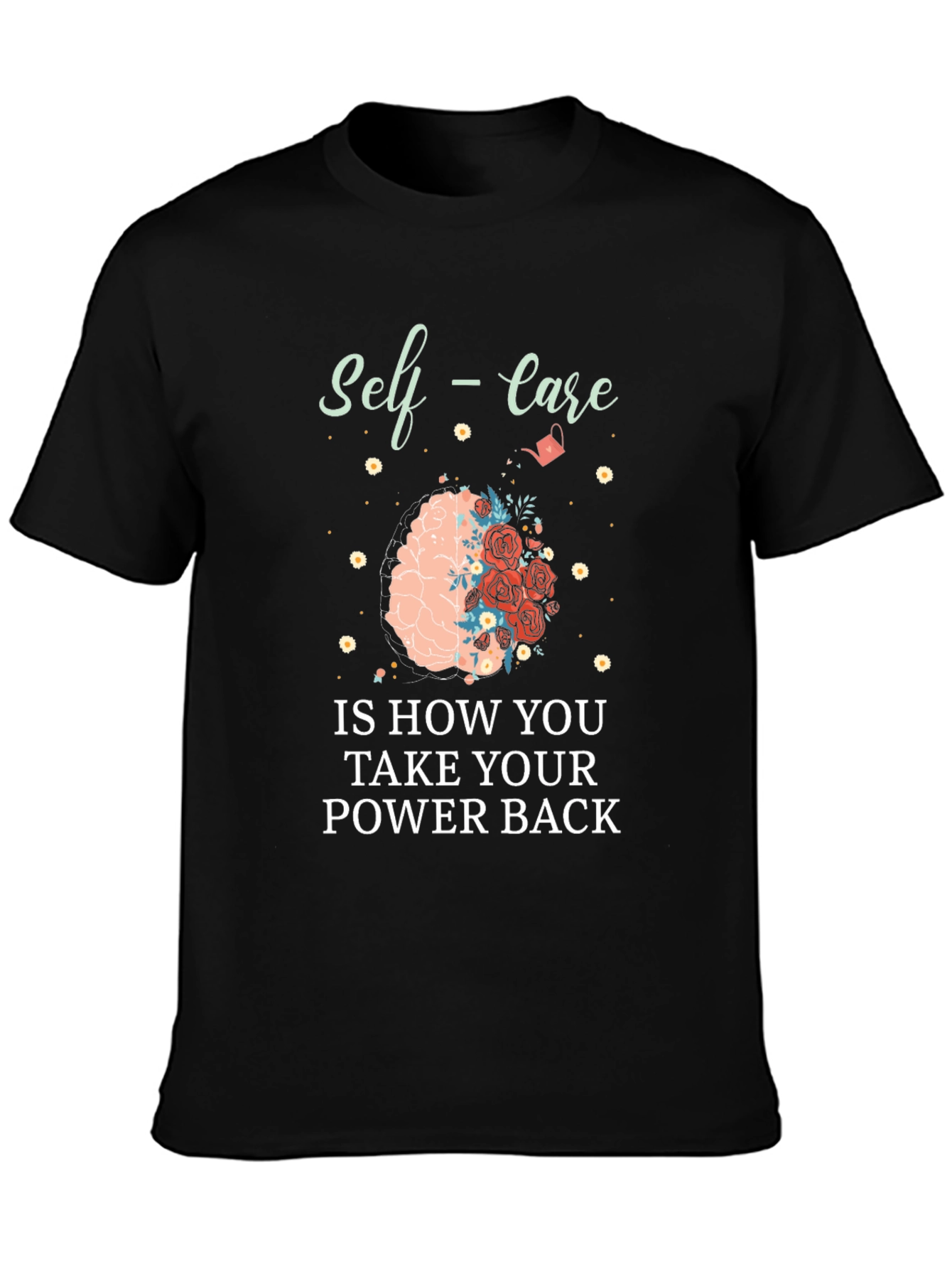 Self-Care Power Back Graphic Tee - Soft Black