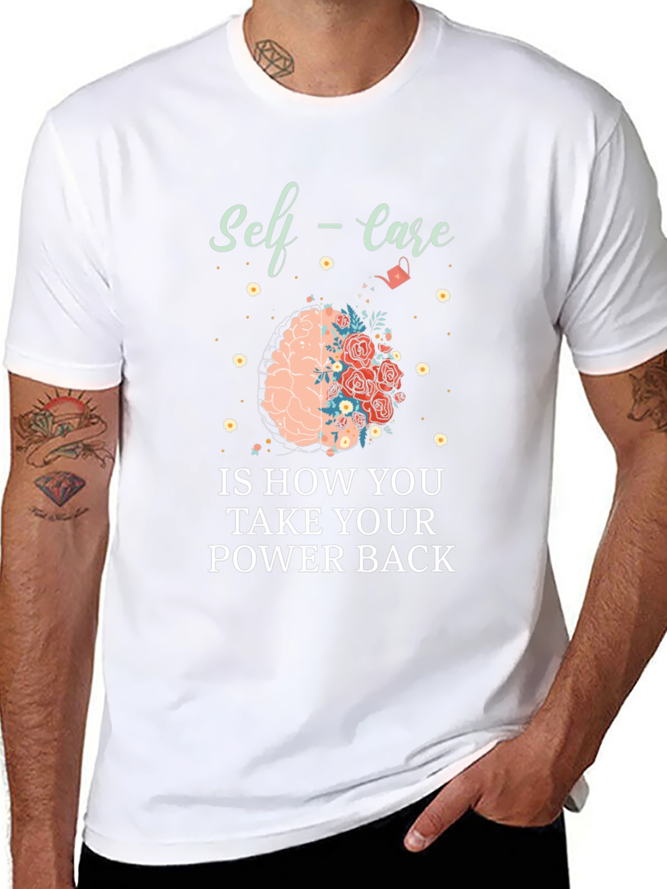 Self-Care Power Back Graphic Tee - Soft Black