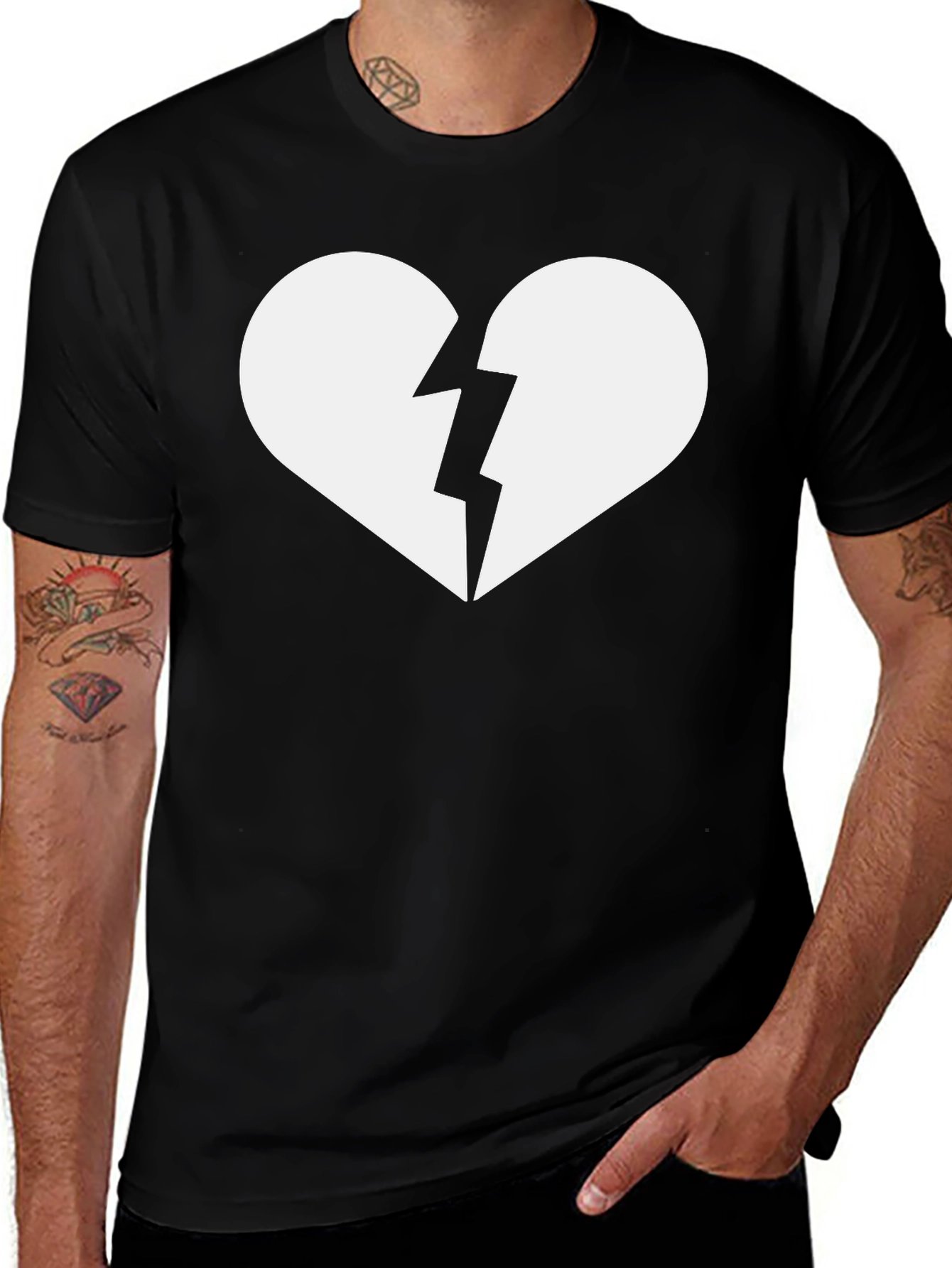 Broken Heart Graphic T-Shirt - Trendy Casual Tee