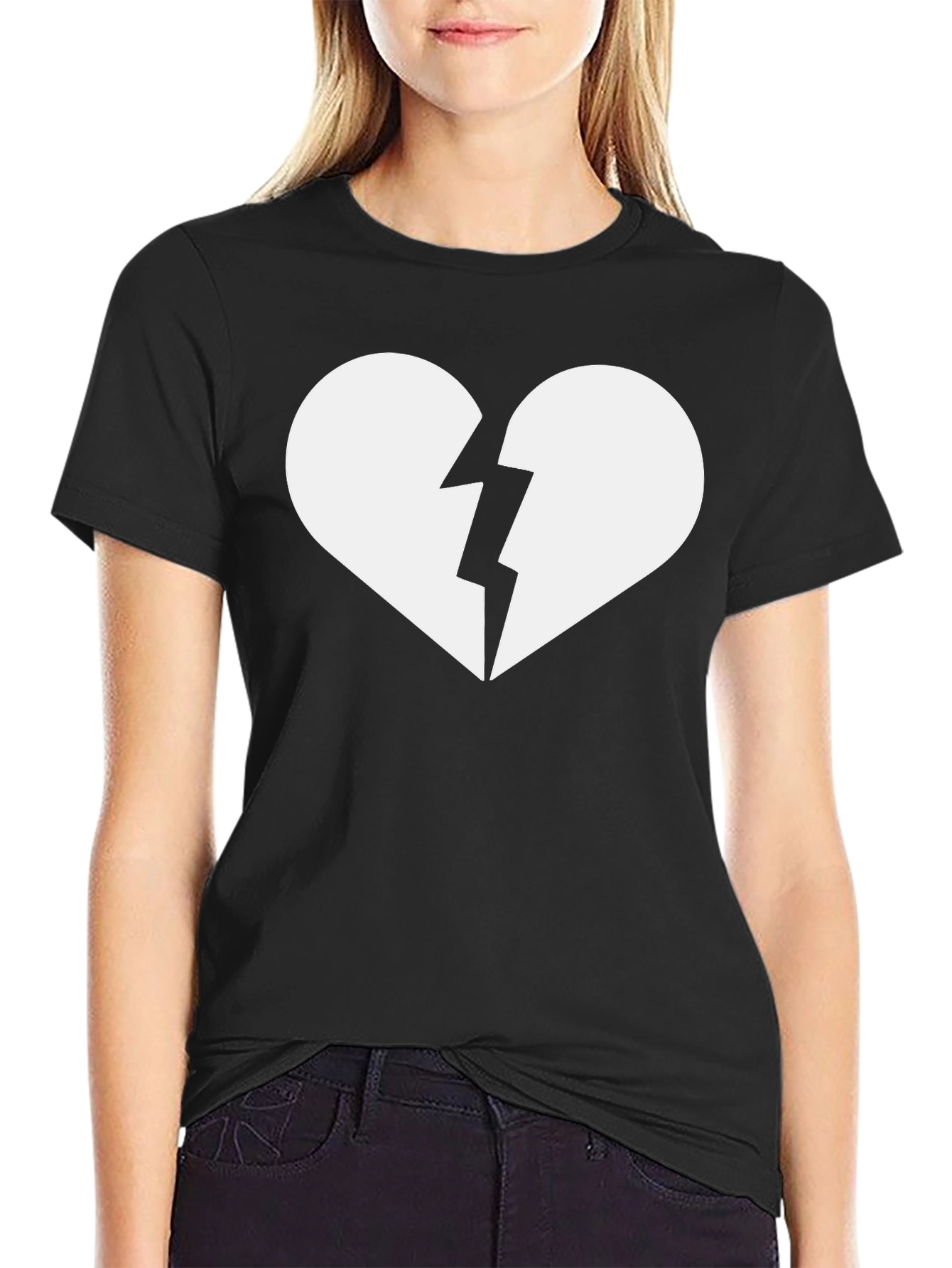 Broken Heart Graphic T-Shirt - Trendy Casual Tee