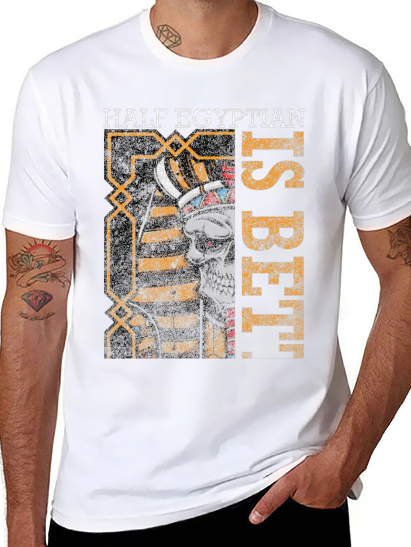 Half Egyptian Graphic T-Shirt - Sarcastic Humor Tee