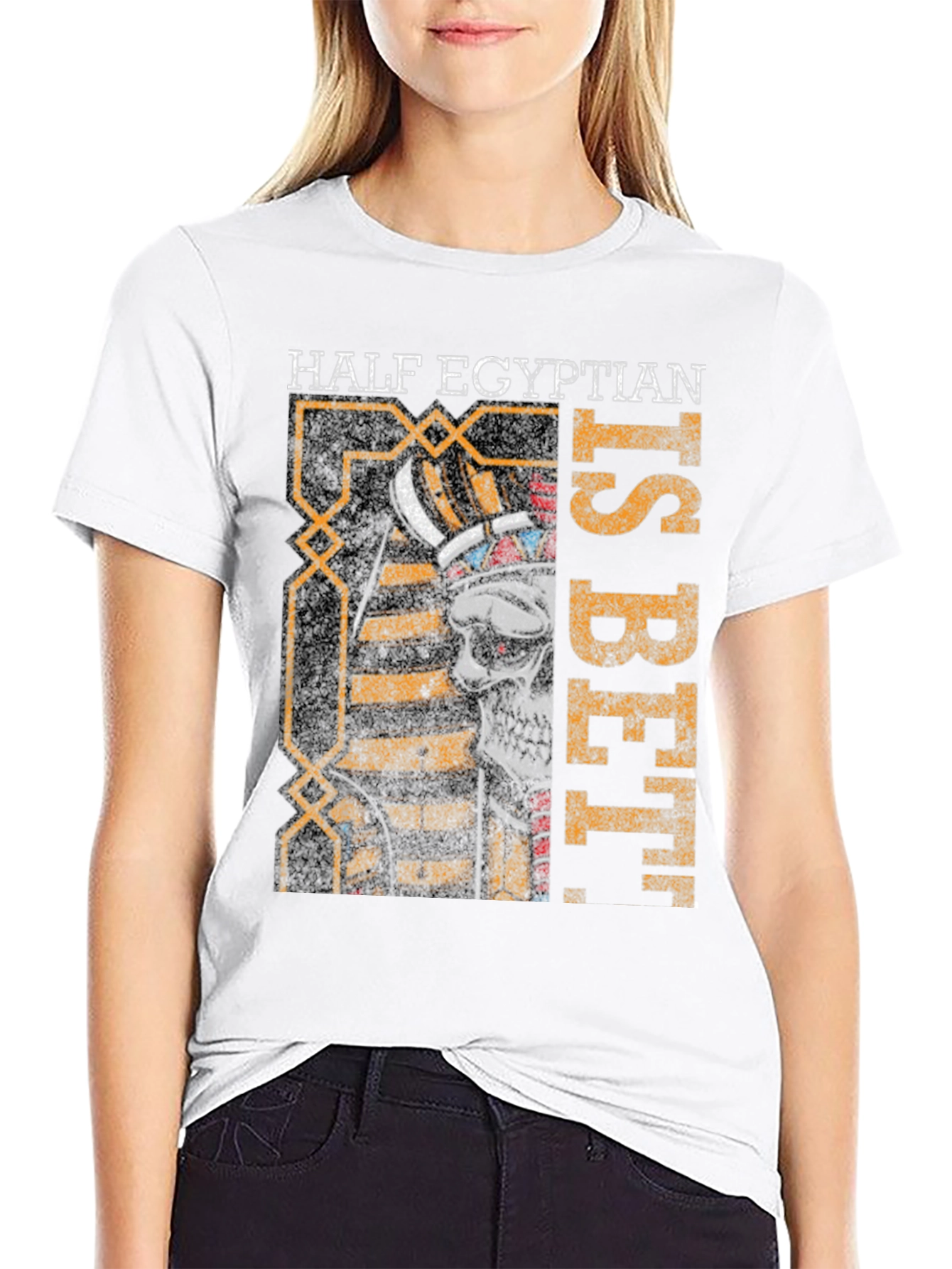 Half Egyptian Graphic T-Shirt - Sarcastic Humor Tee