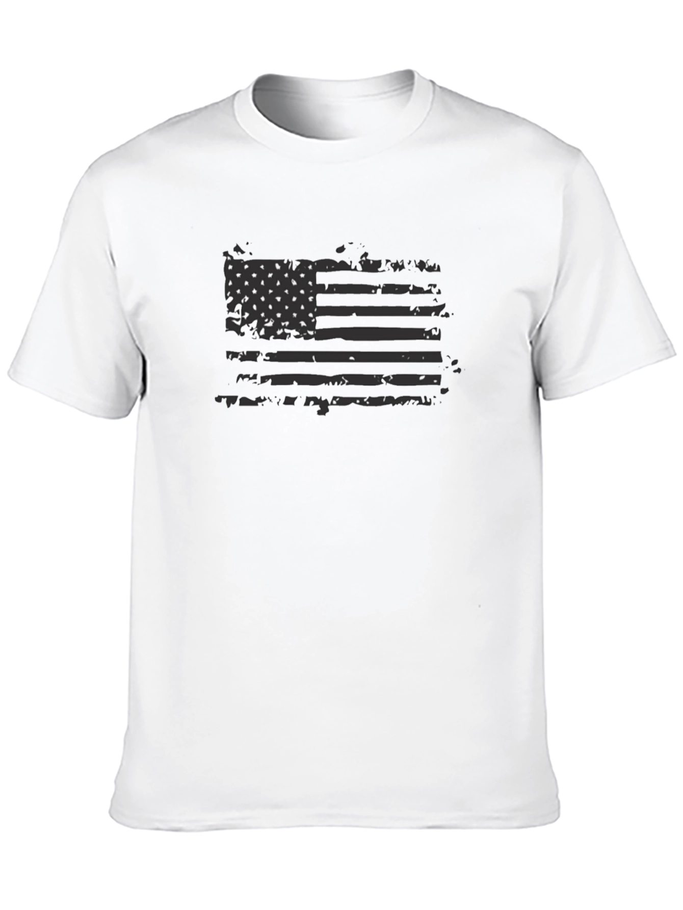 Distressed American Flag Graphic Tee - Black