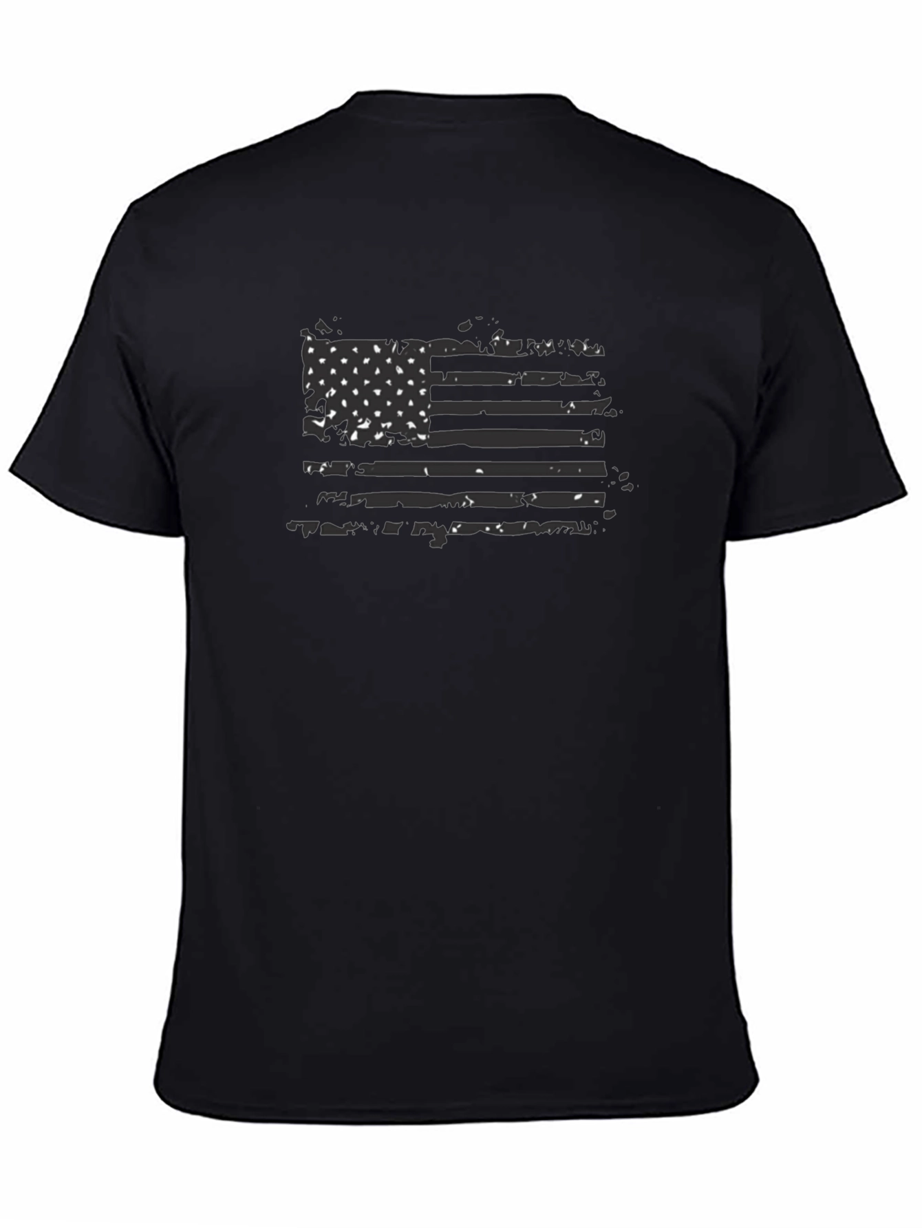 Distressed American Flag Graphic Tee - Black