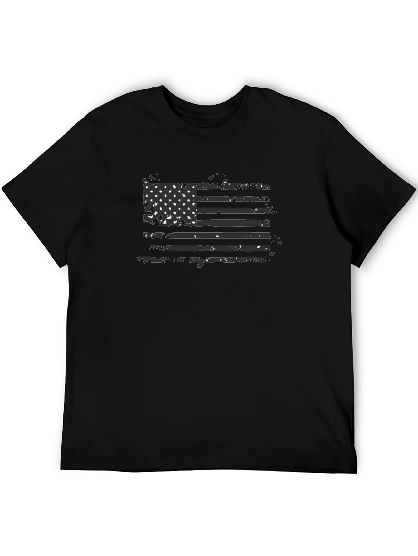 Distressed American Flag Graphic Tee - Black