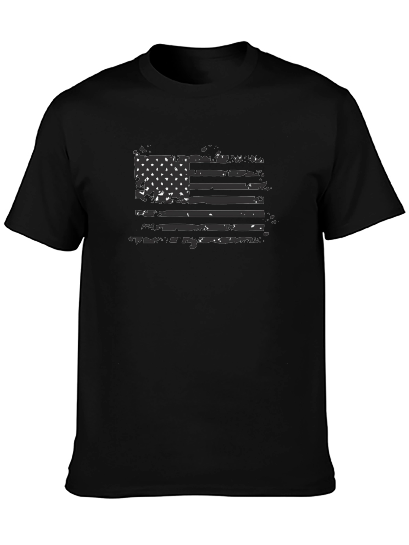 Distressed American Flag Graphic Tee - Black