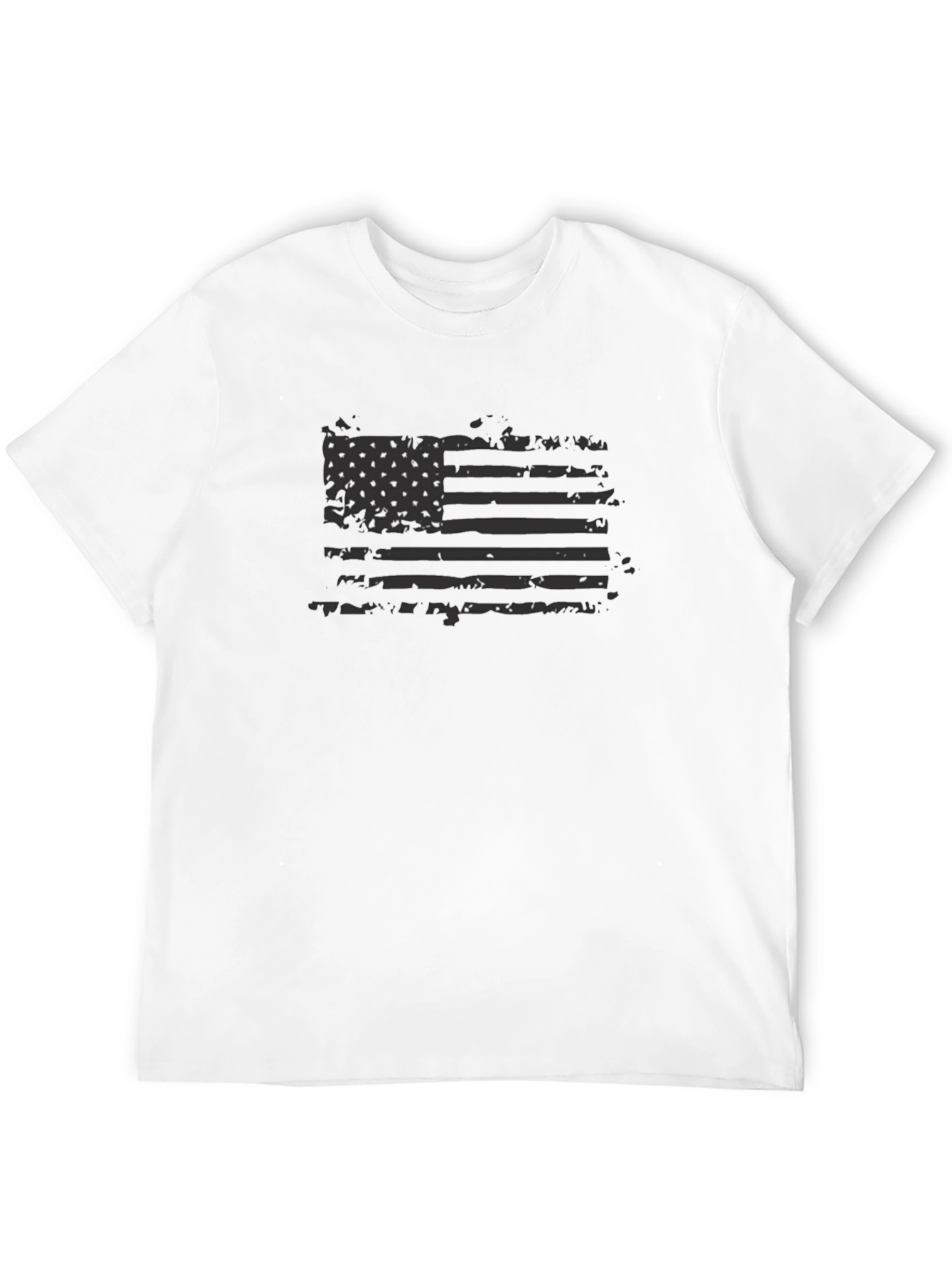 Distressed American Flag Graphic Tee - Black