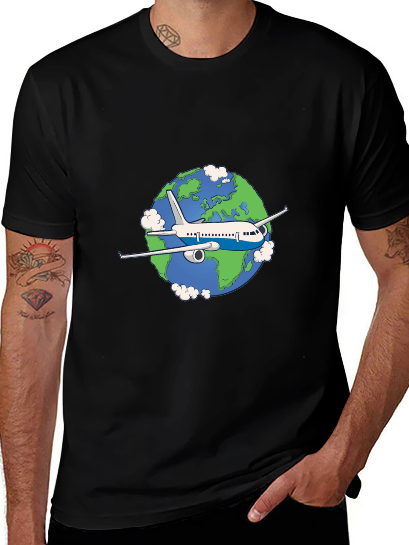 Airplane Earth Graphic T-Shirt