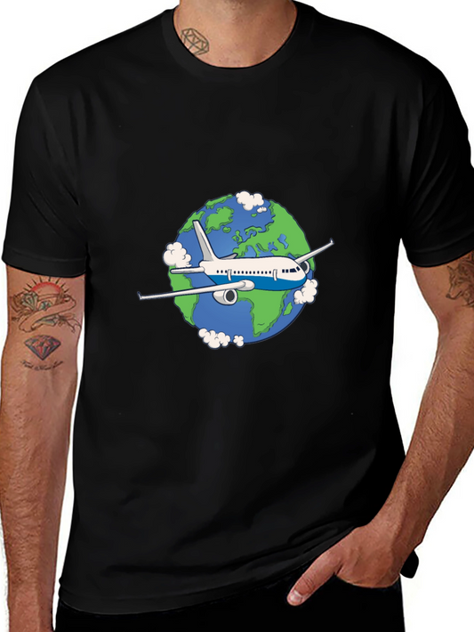 Airplane Earth Graphic T-Shirt