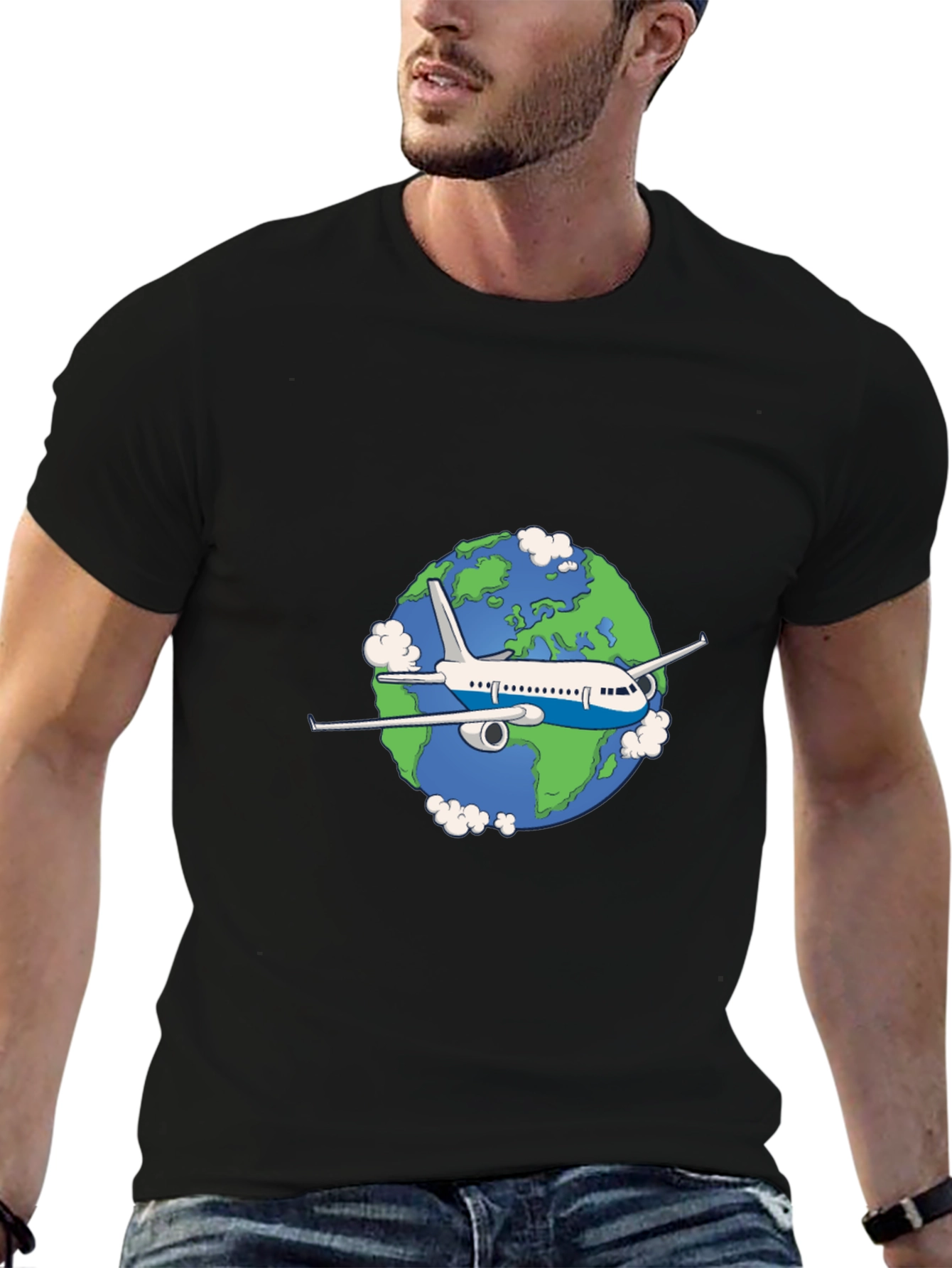 Airplane Earth Graphic T-Shirt