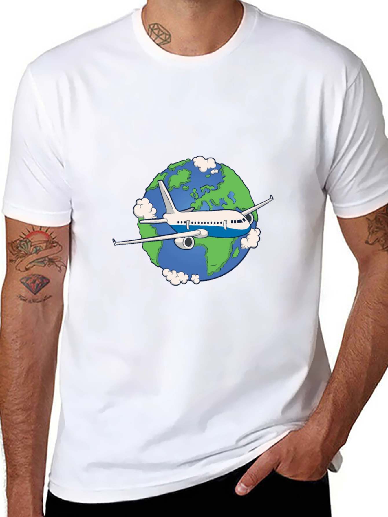 Airplane Earth Graphic T-Shirt