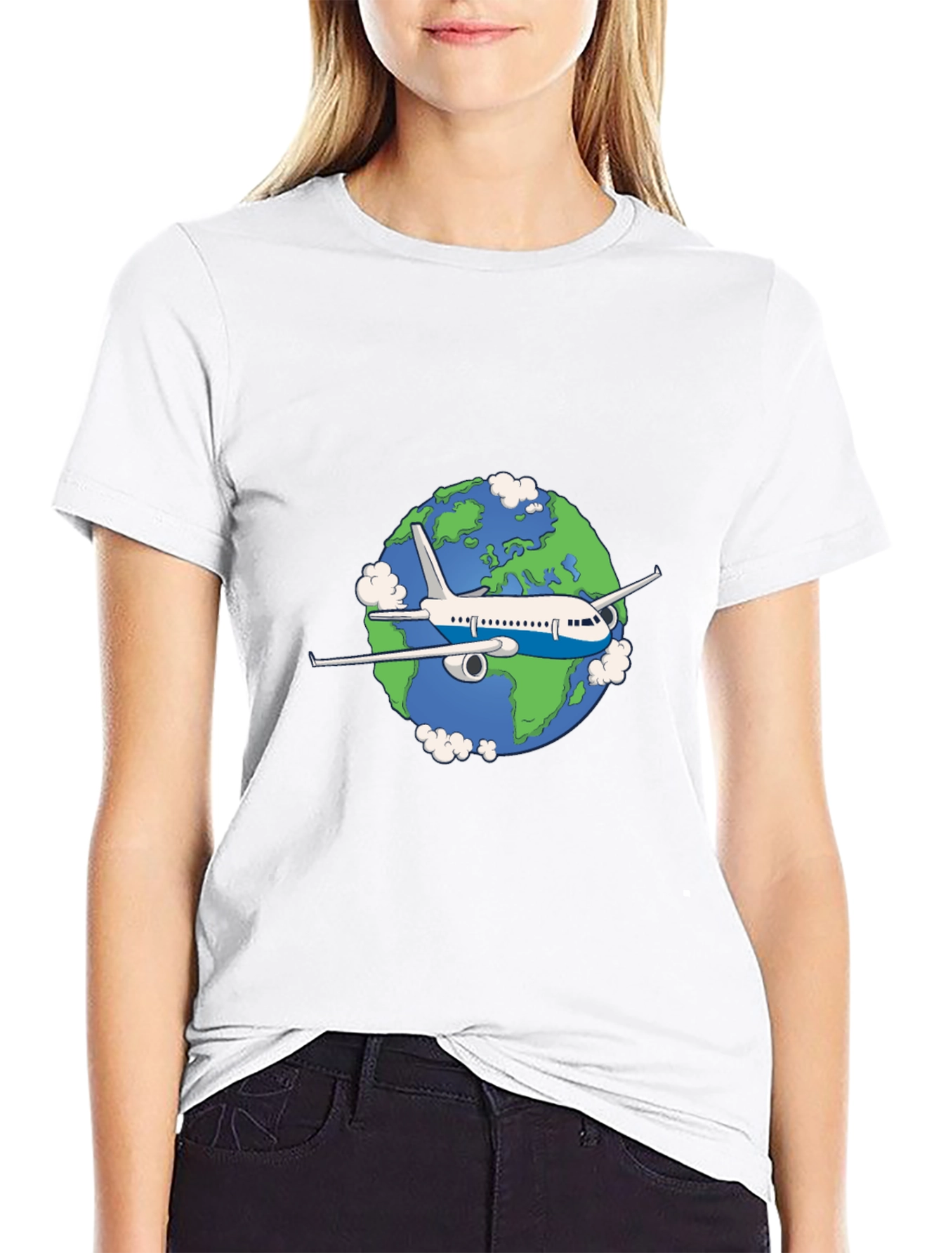 Airplane Earth Graphic T-Shirt