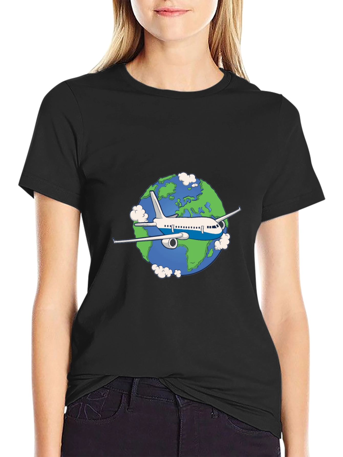 Airplane Earth Graphic T-Shirt
