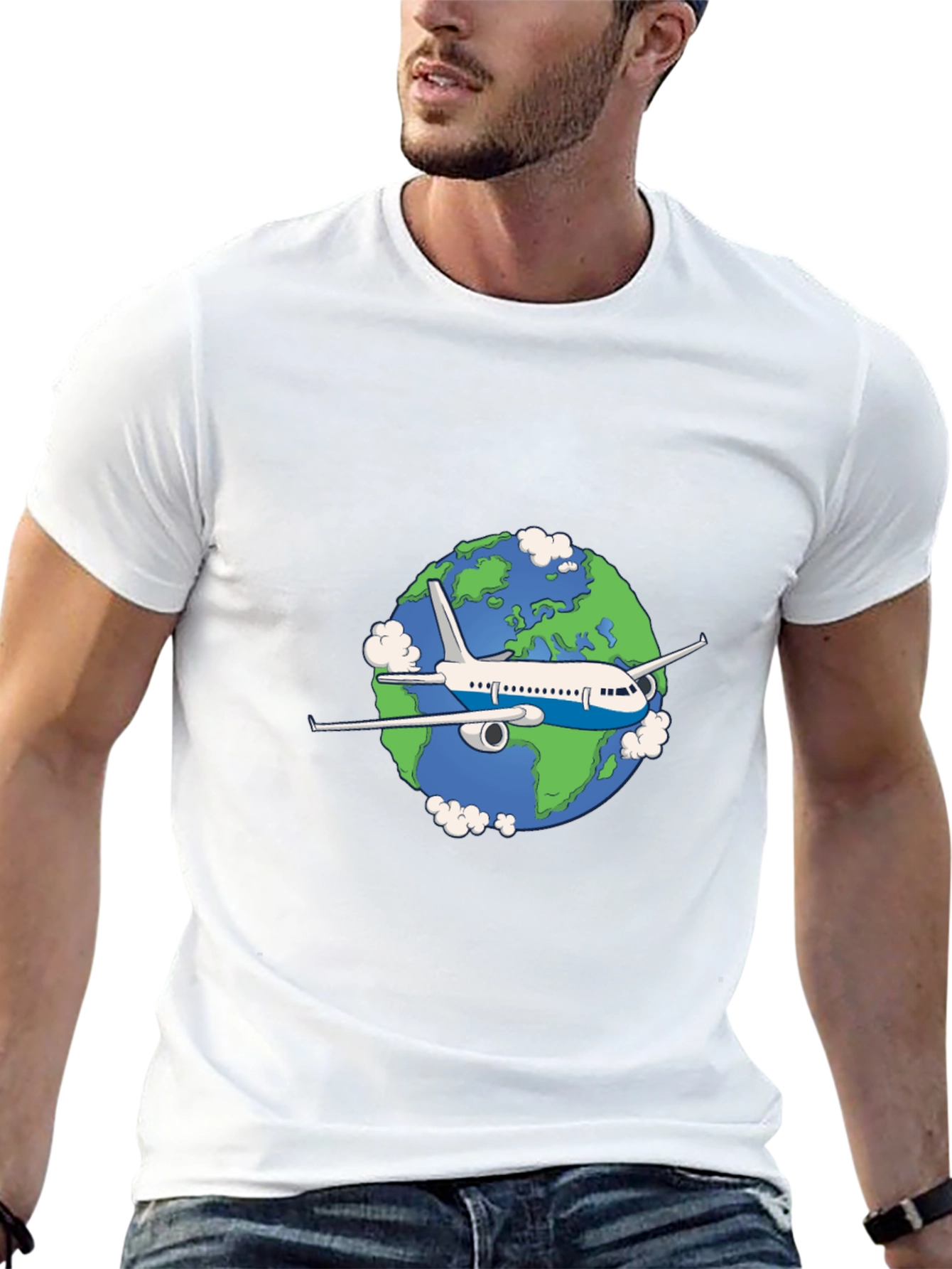 Airplane Earth Graphic T-Shirt