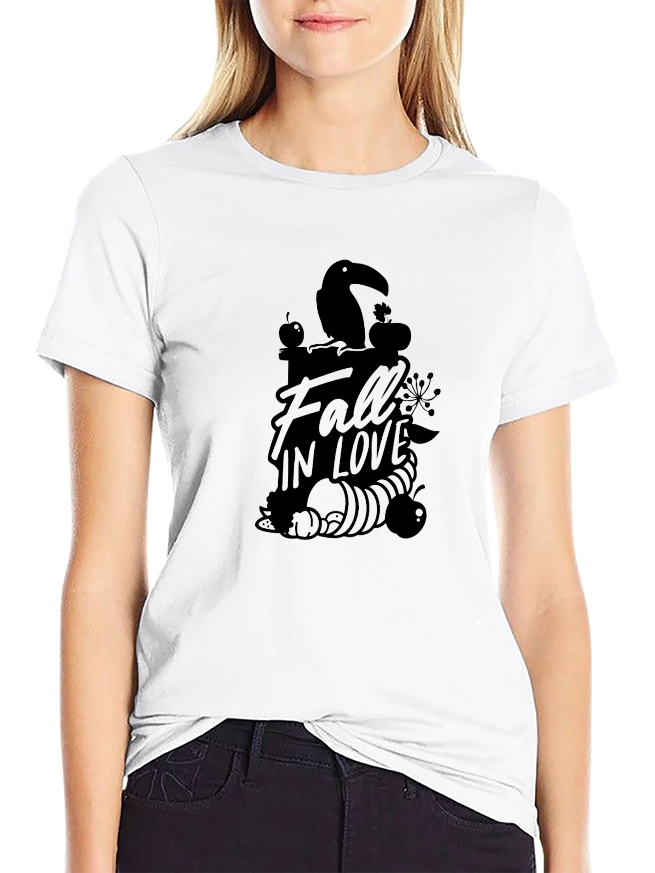 Fall In Love Graphic Tee - Black