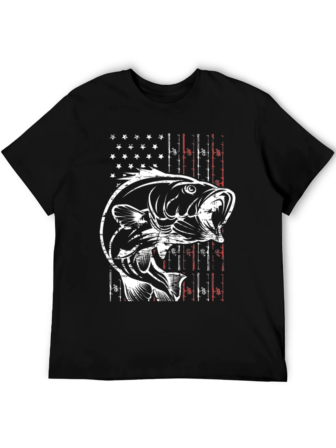 Fishing T-Shirt - American Flag Bass Graphic Tee