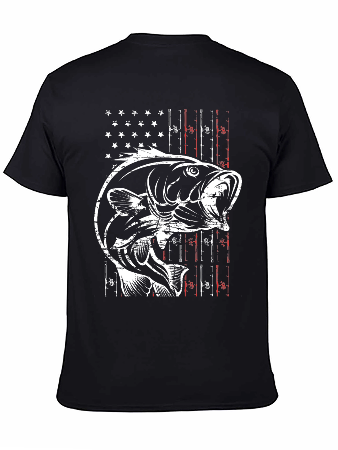 Fishing T-Shirt - American Flag Bass Graphic Tee