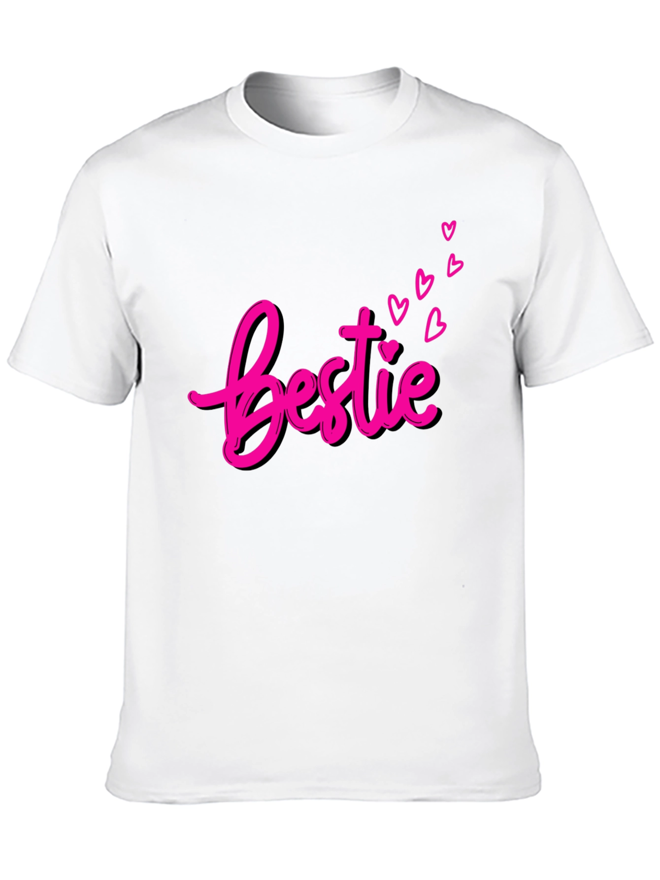 Bestie Graphic Tee - Pink Heart Design
