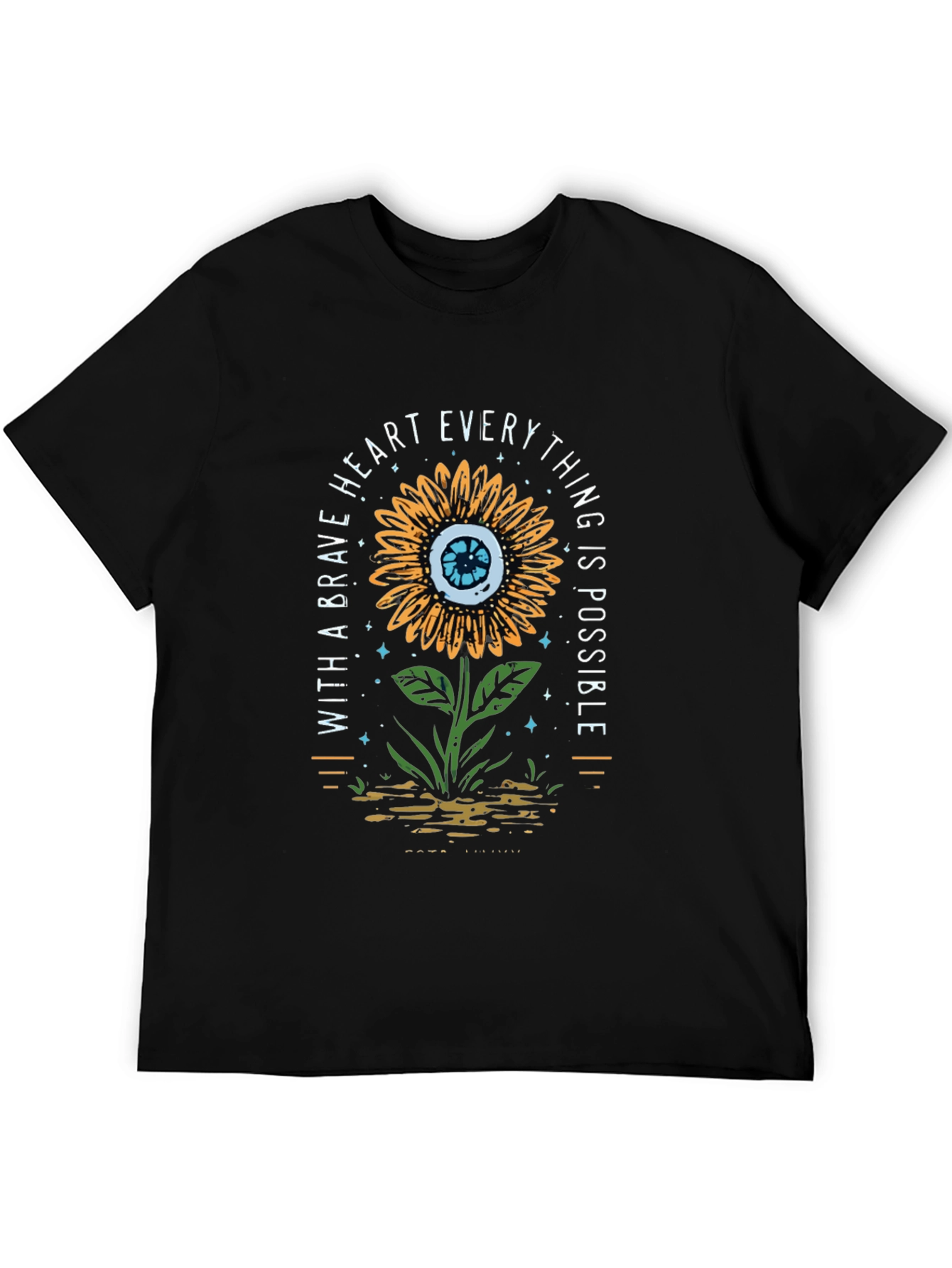 Brave Heart Sunflower Graphic Print T-Shirt