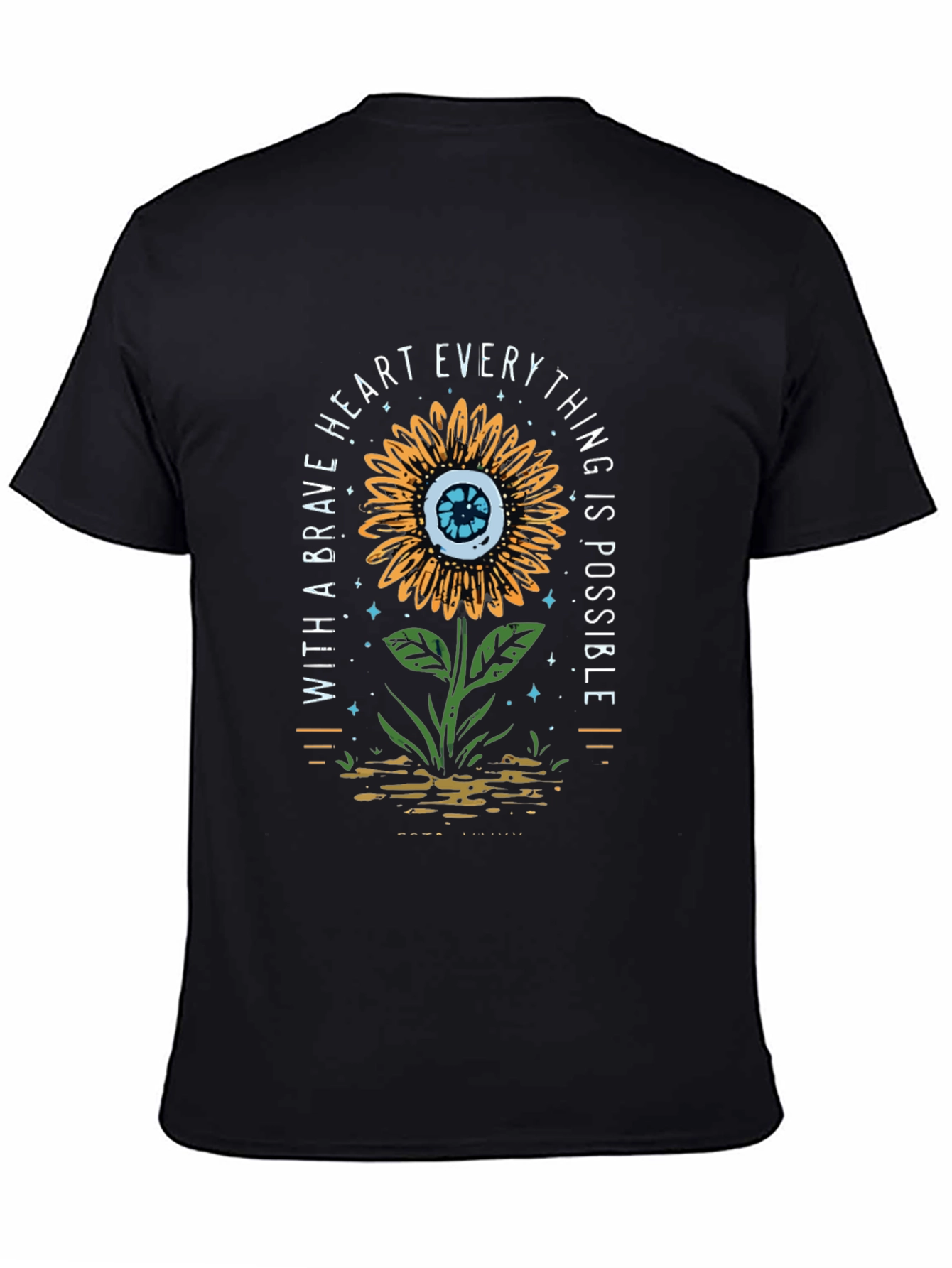 Brave Heart Sunflower Graphic Print T-Shirt