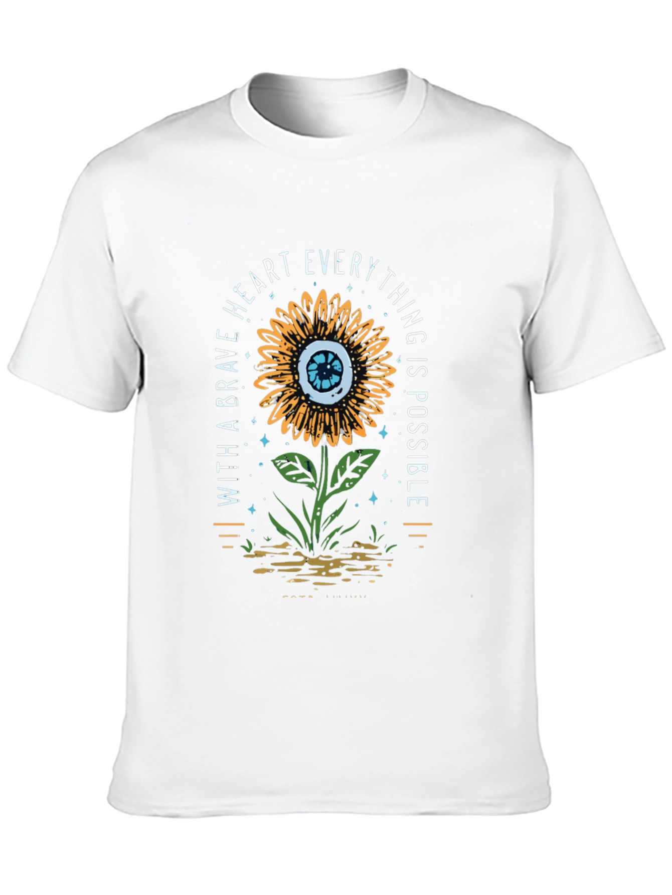 Brave Heart Sunflower Graphic Print T-Shirt