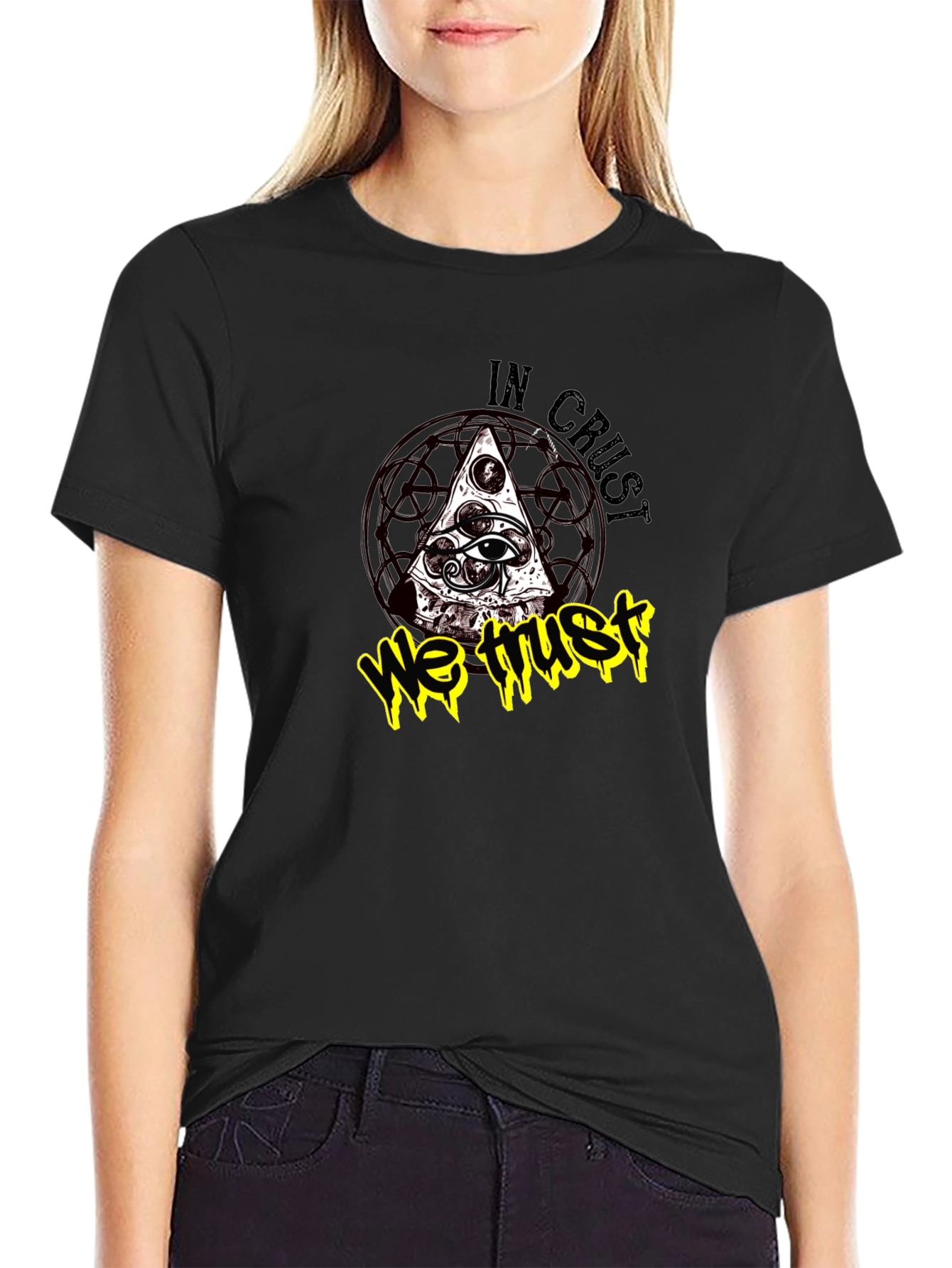 In Crust We Trust Graphic Tee - Black