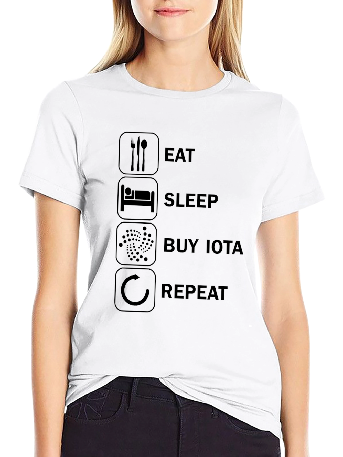 Eat Sleep Buy IOTA Repeat Black T-Shirt