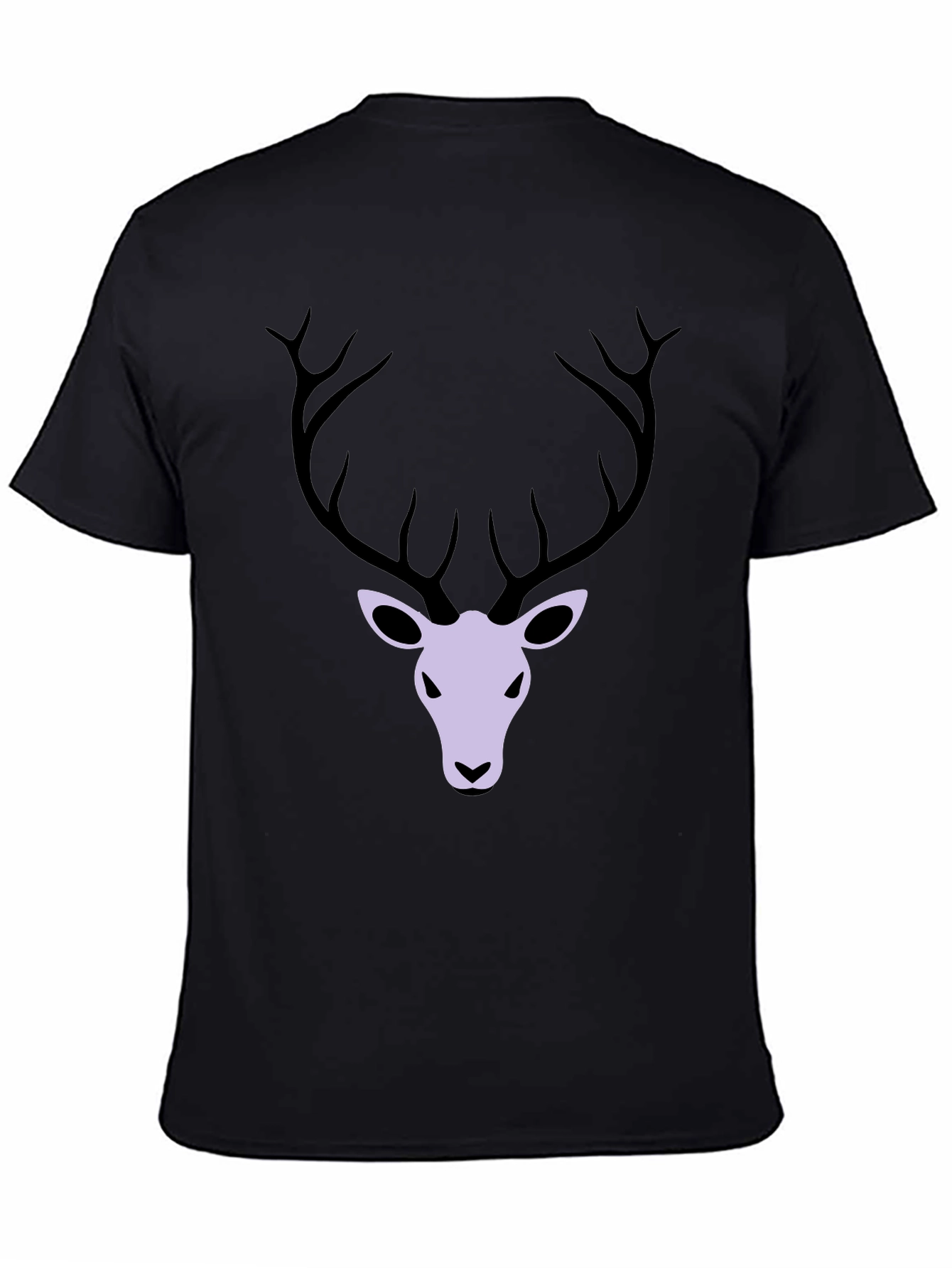 Mens Black T-Shirt with Deer Graphic