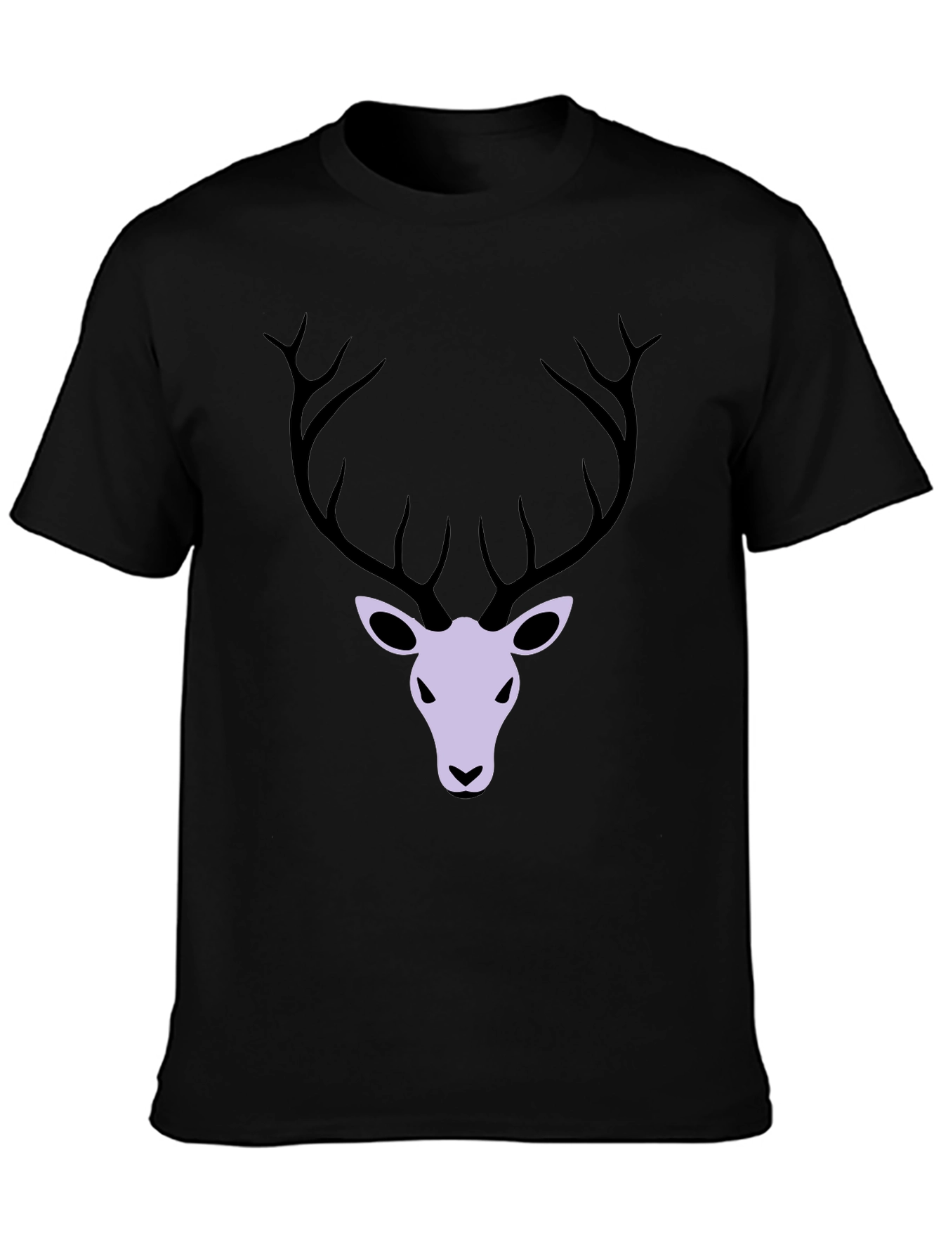 Mens Black T-Shirt with Deer Graphic