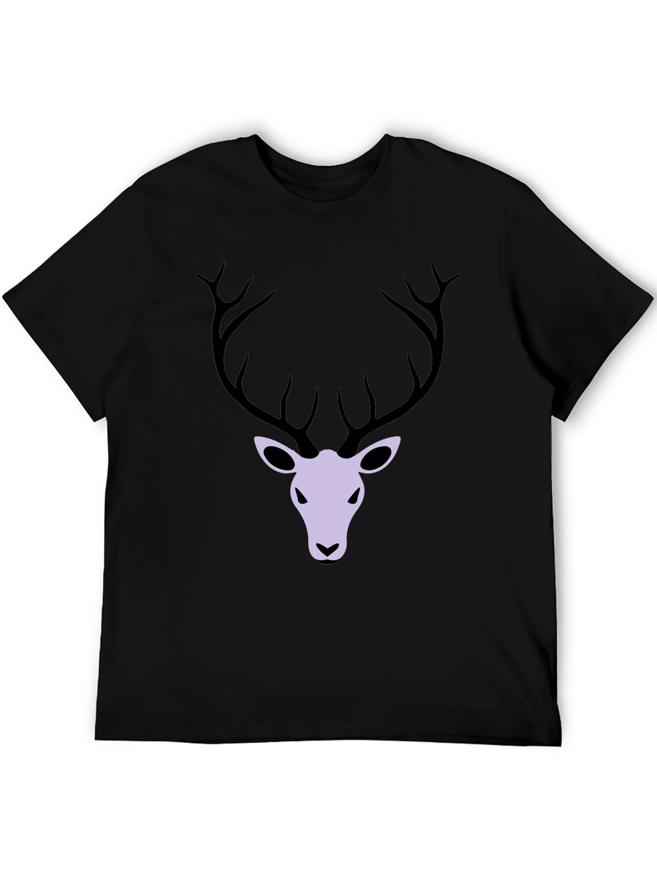Mens Black T-Shirt with Deer Graphic