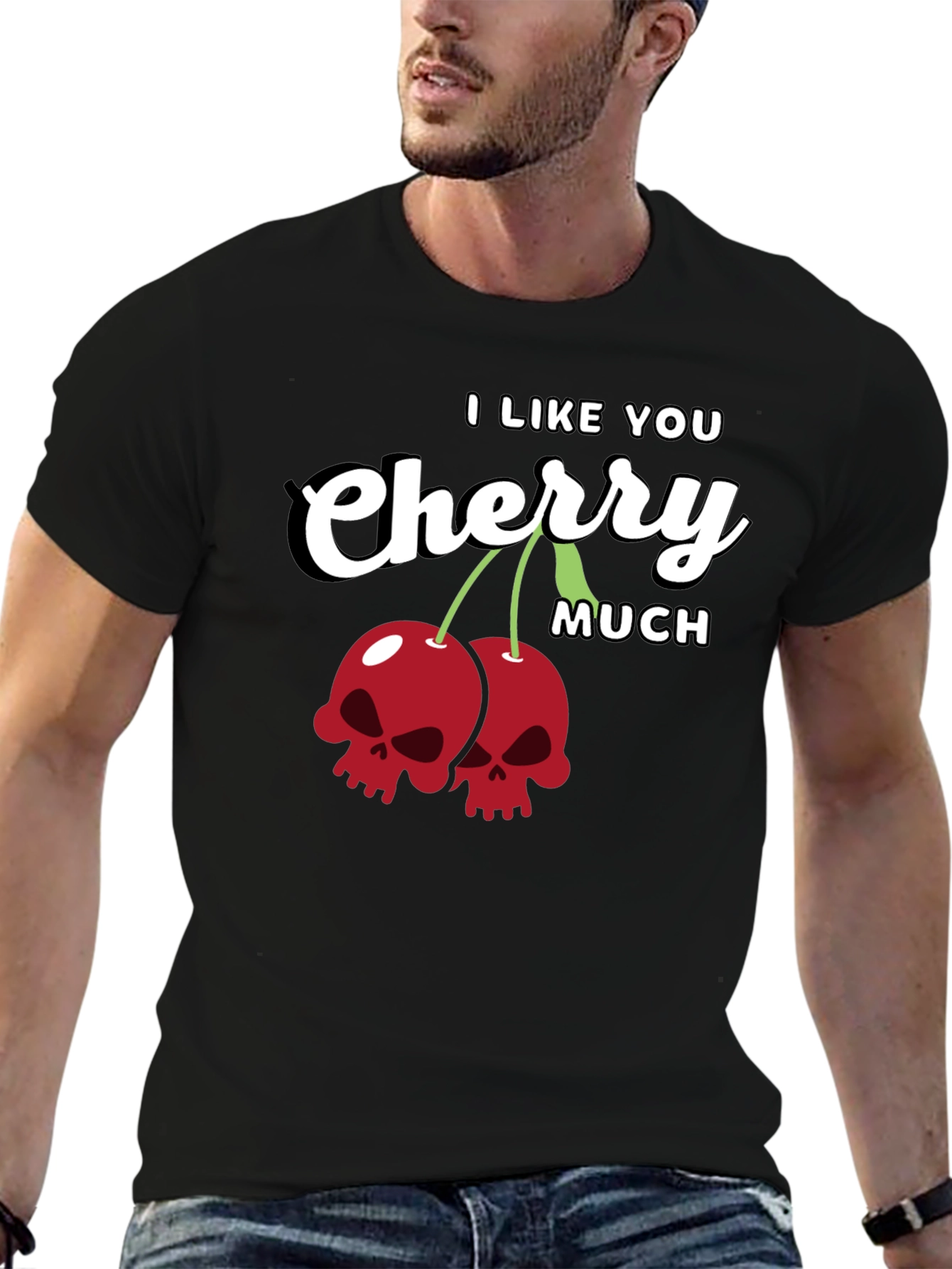 I Like You Cherry Much Skull T-Shirt