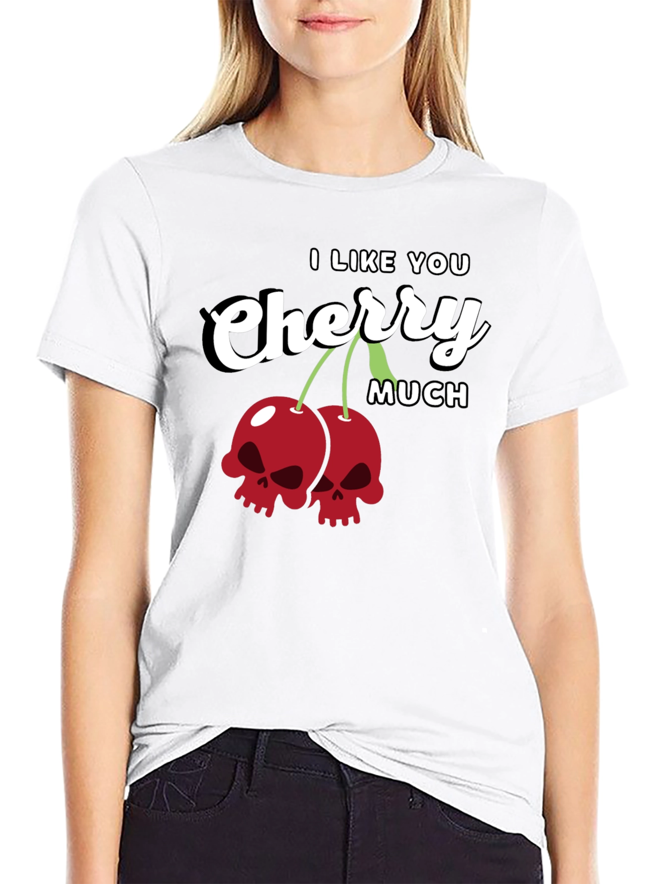 I Like You Cherry Much Skull T-Shirt