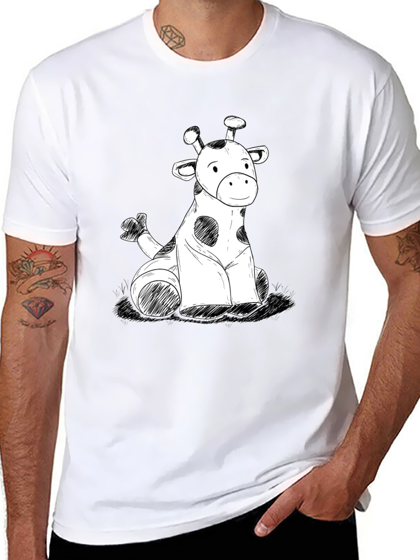 Giraffe Sketch Graphic Tee - Soft Cotton Comfort