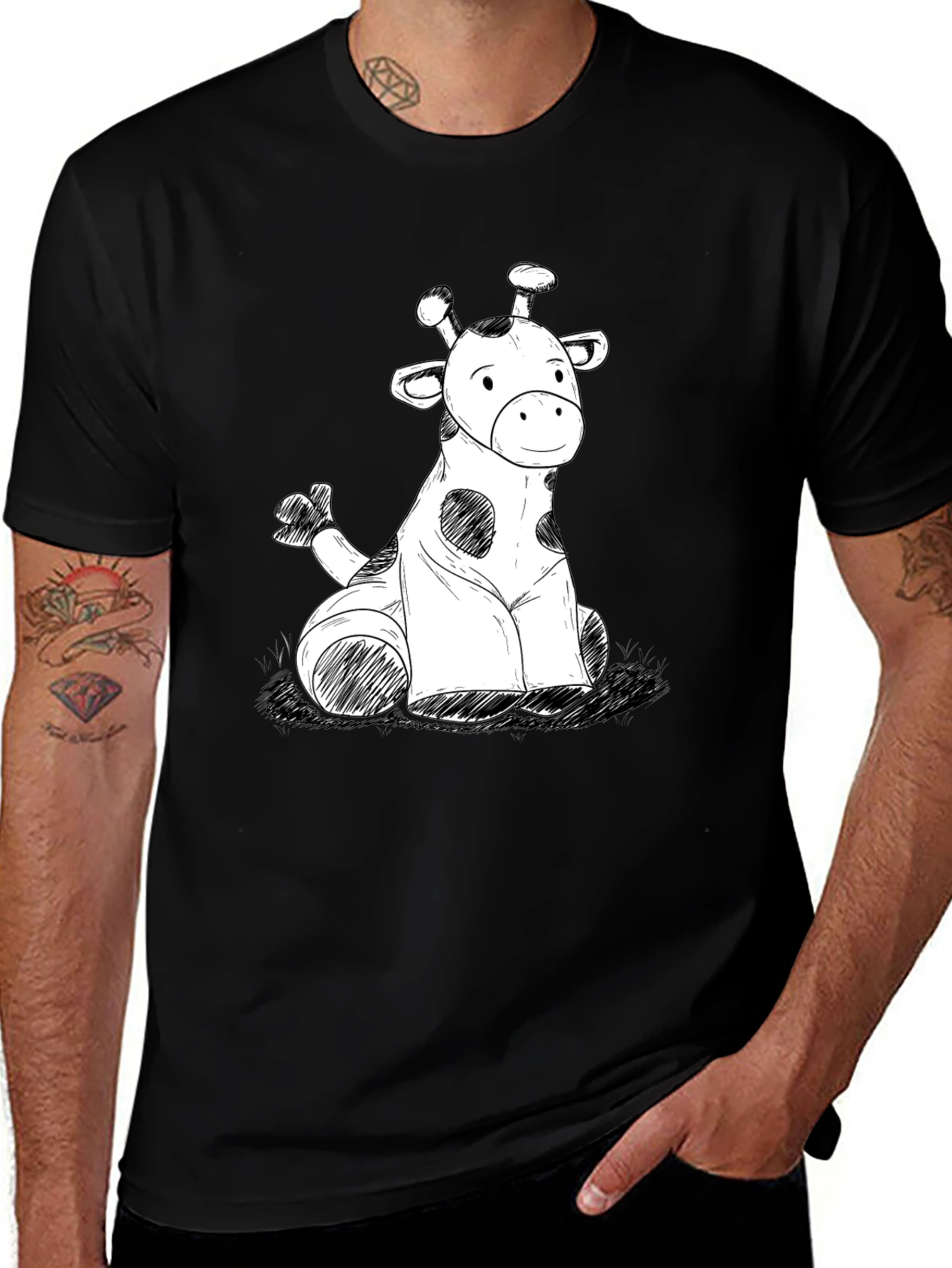 Giraffe Sketch Graphic Tee - Soft Cotton Comfort