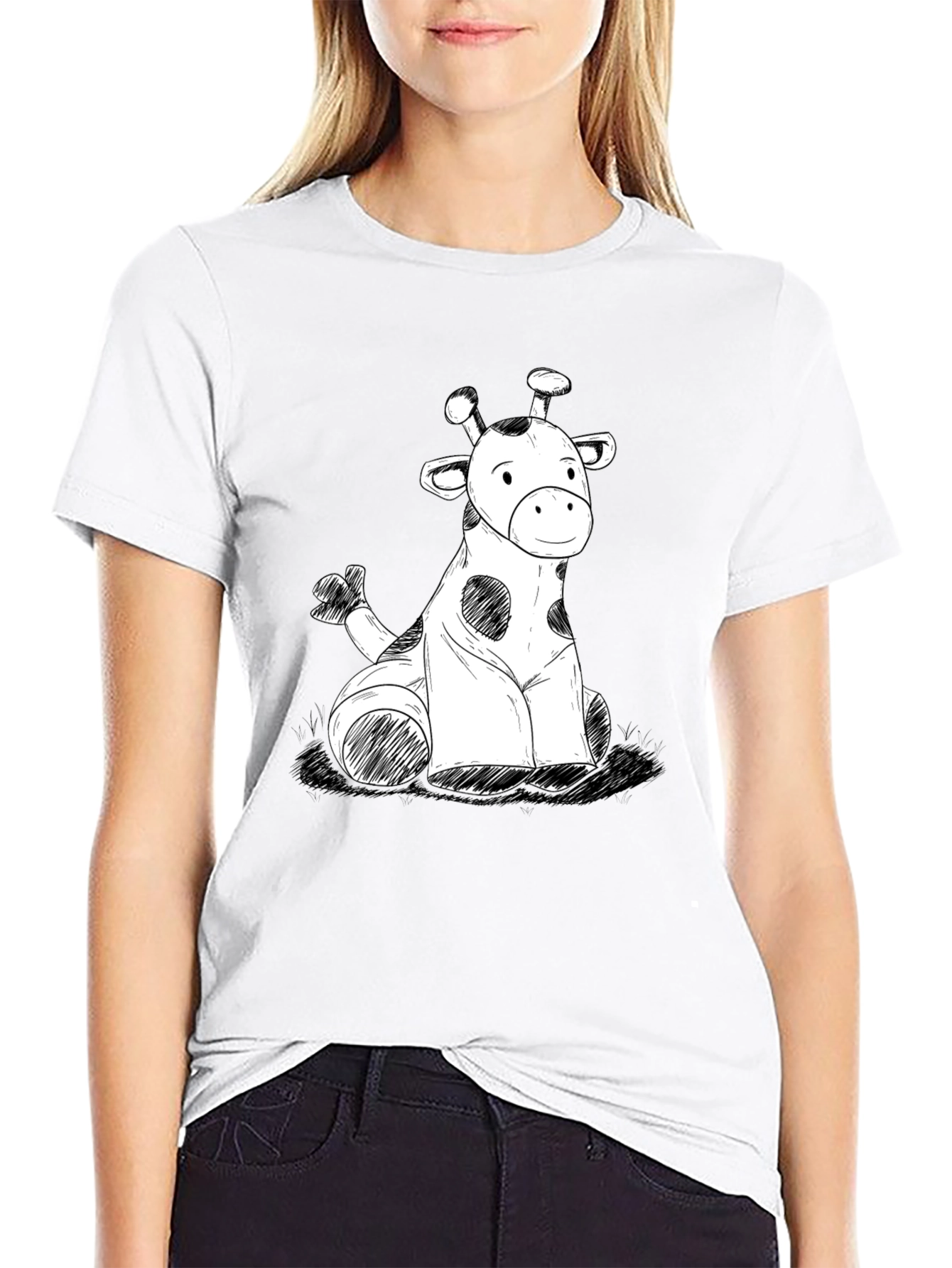 Giraffe Sketch Graphic Tee - Soft Cotton Comfort