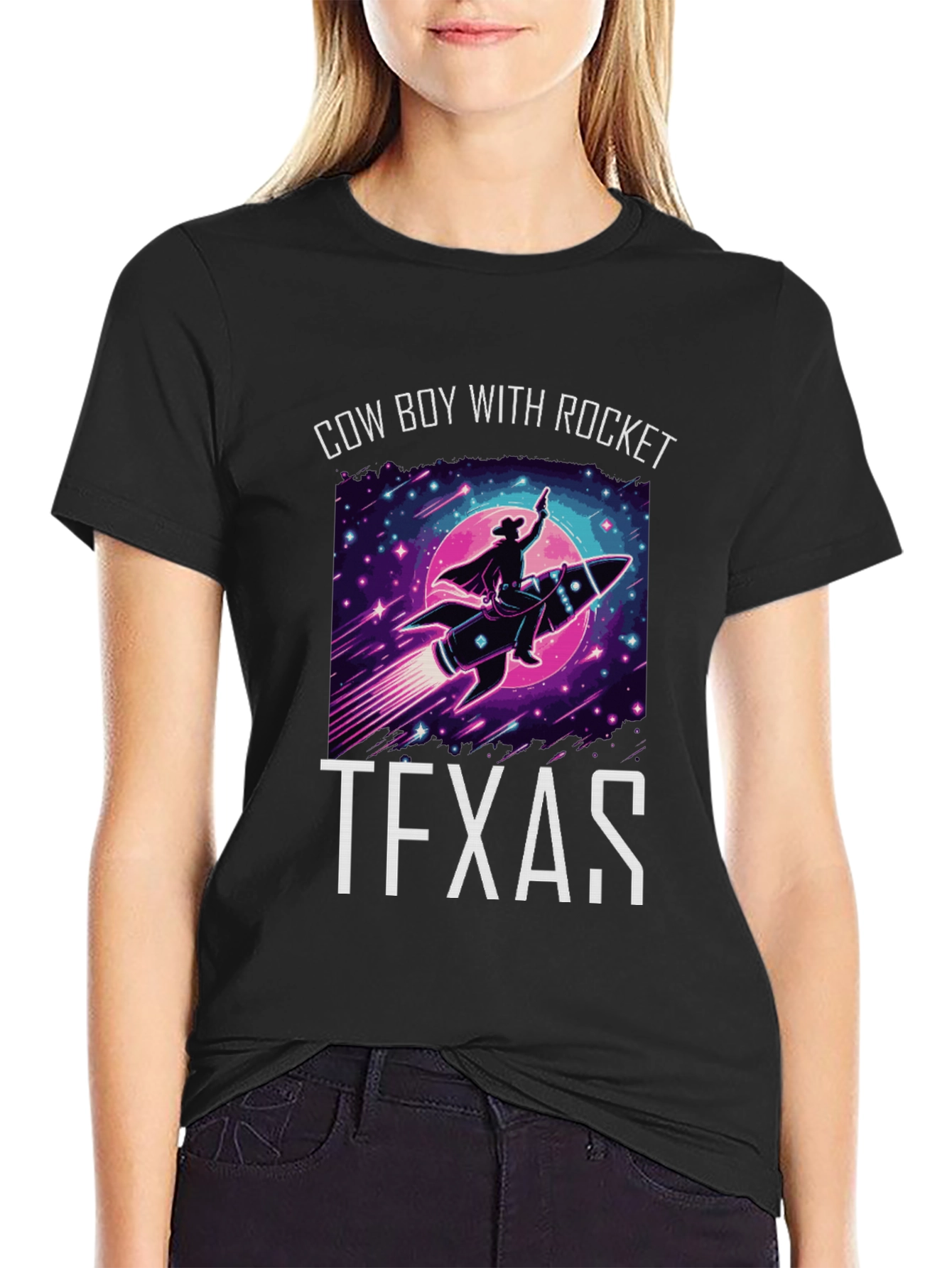 Cowboy with Rocket Texas T-Shirt